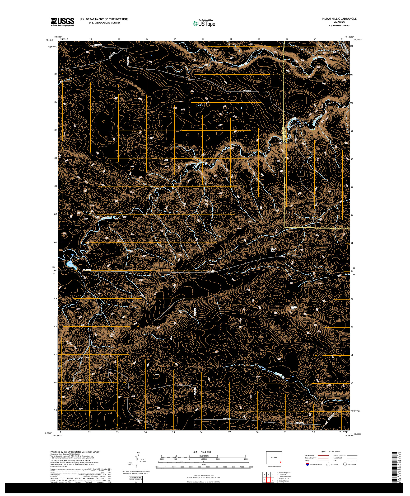 USGS US TOPO 7.5-MINUTE MAP FOR INDIAN HILL, WY 2017