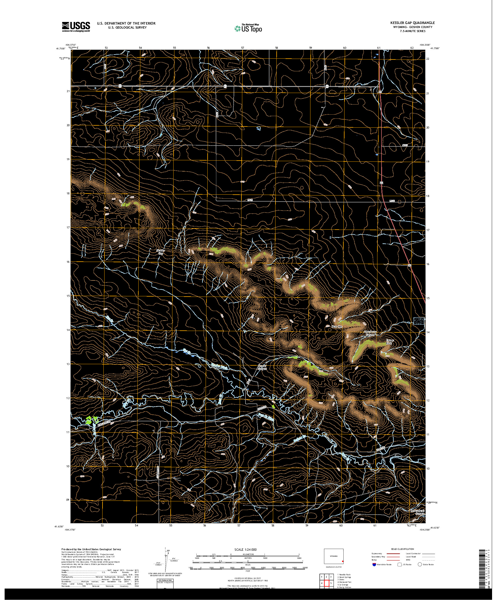 USGS US TOPO 7.5-MINUTE MAP FOR KESSLER GAP, WY 2017