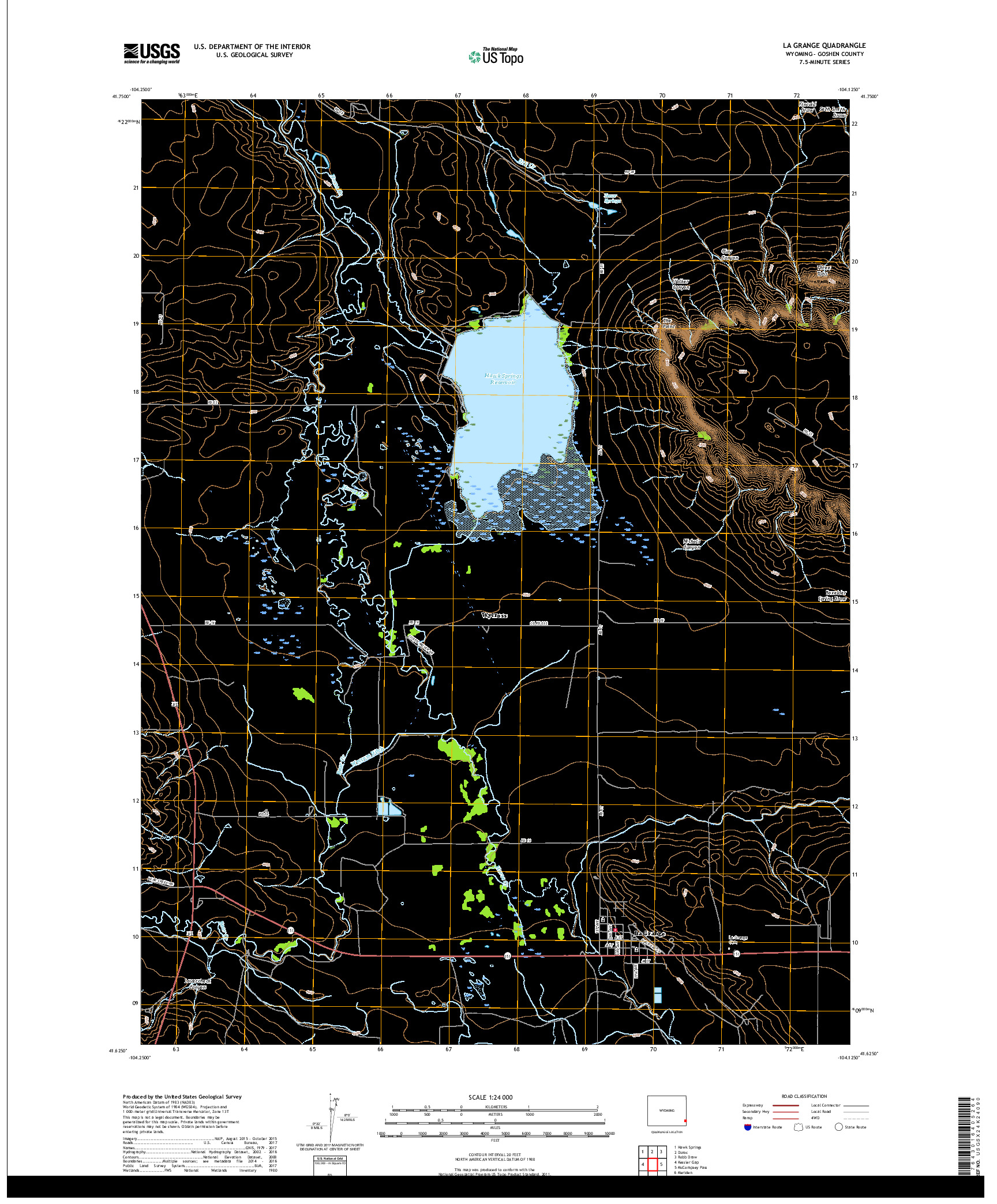 USGS US TOPO 7.5-MINUTE MAP FOR LA GRANGE, WY 2017