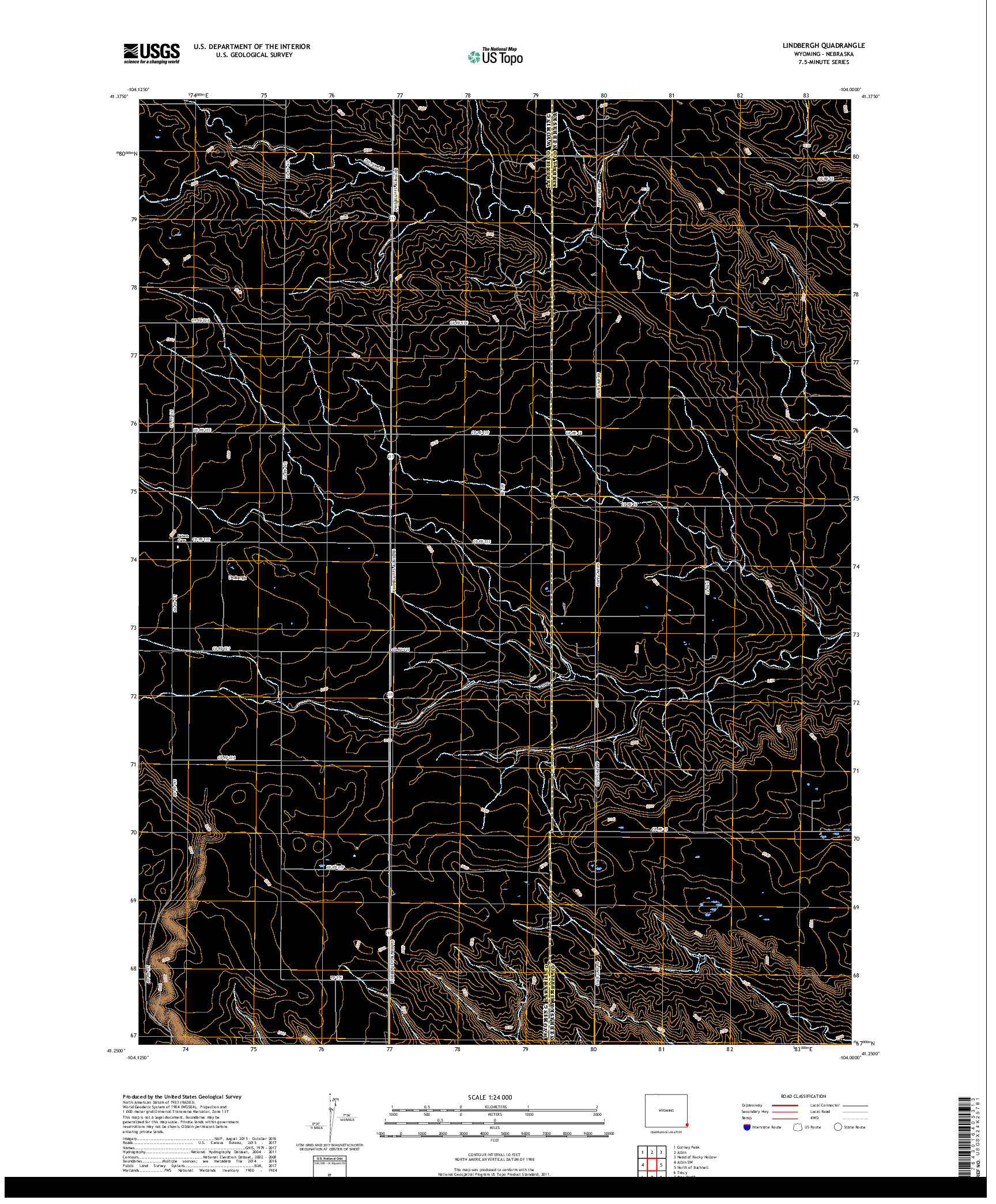 USGS US TOPO 7.5-MINUTE MAP FOR LINDBERGH, WY,NE 2017