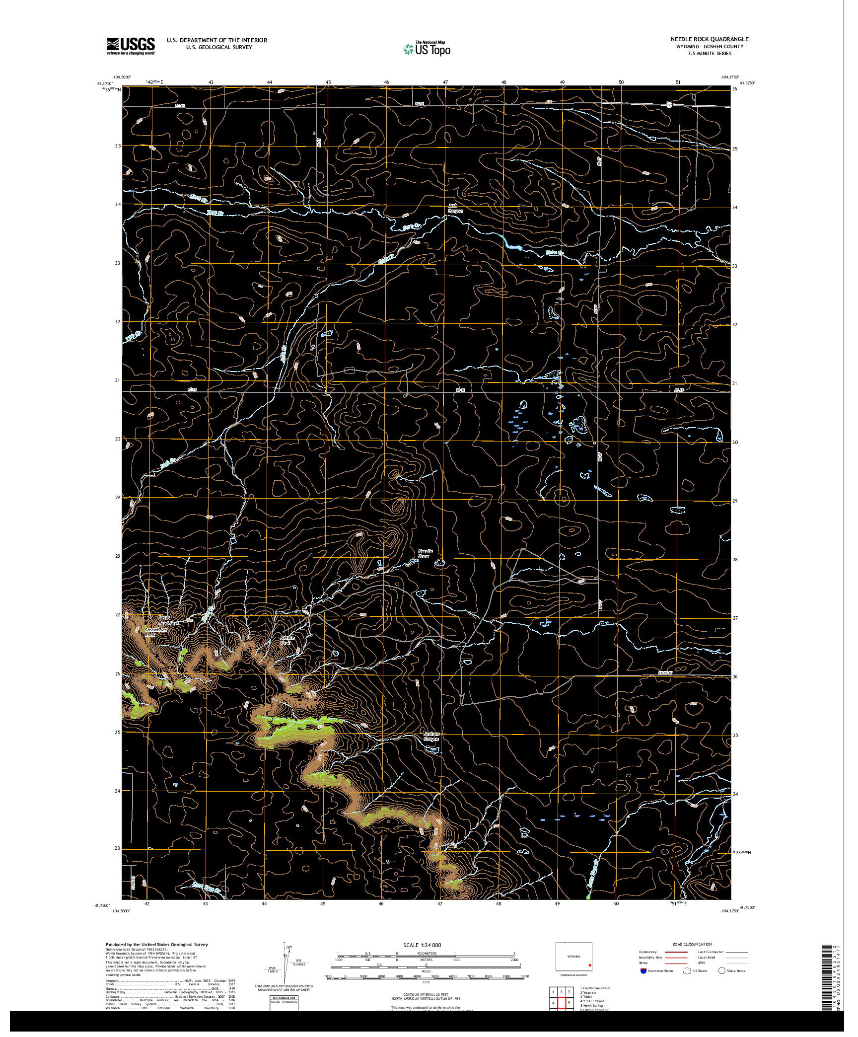 USGS US TOPO 7.5-MINUTE MAP FOR NEEDLE ROCK, WY 2017
