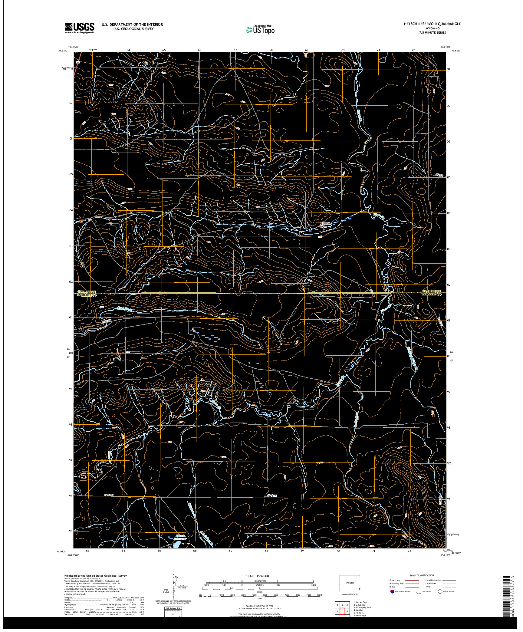 USGS US TOPO 7.5-MINUTE MAP FOR PETSCH RESERVOIR, WY 2017