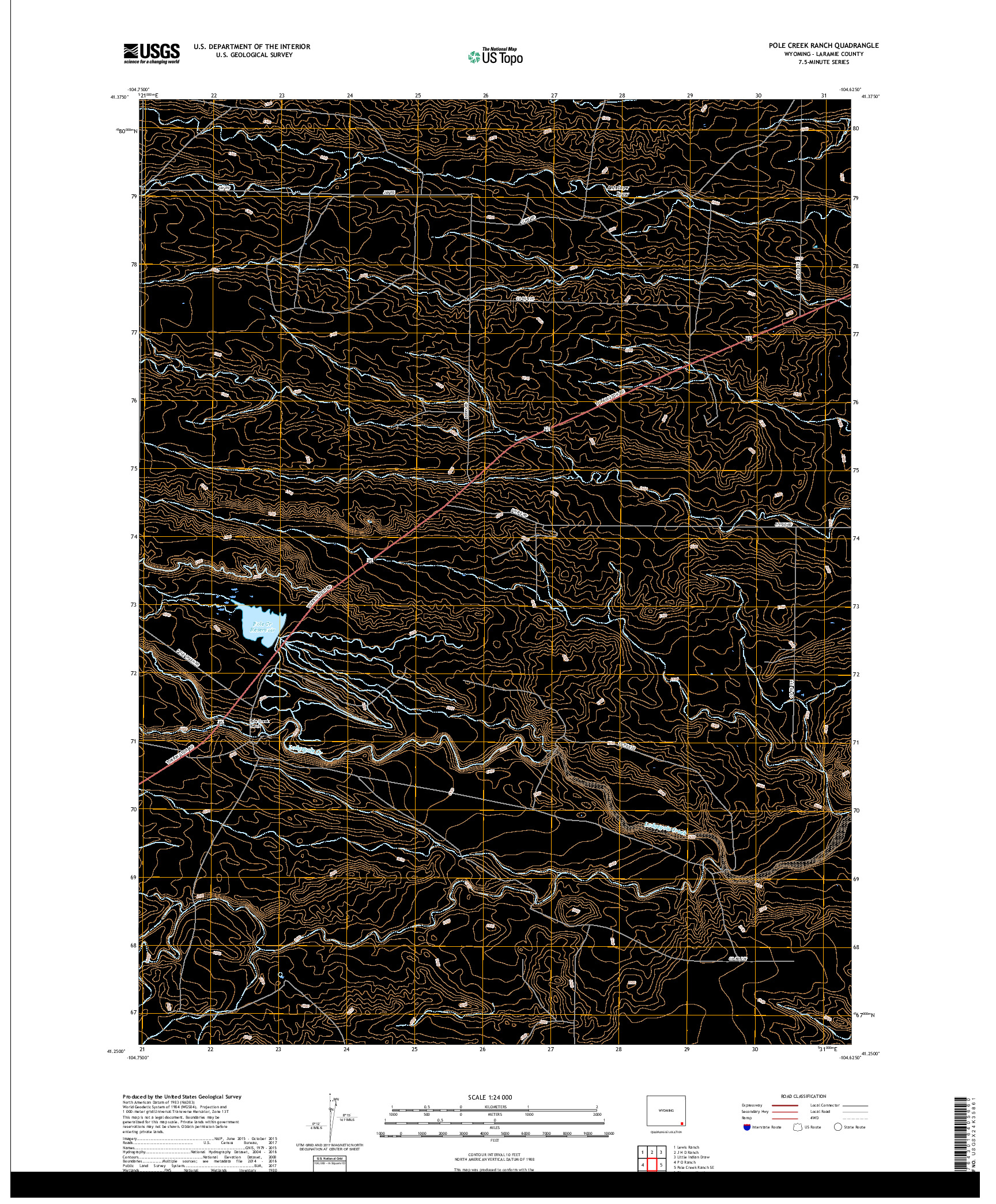 USGS US TOPO 7.5-MINUTE MAP FOR POLE CREEK RANCH, WY 2017