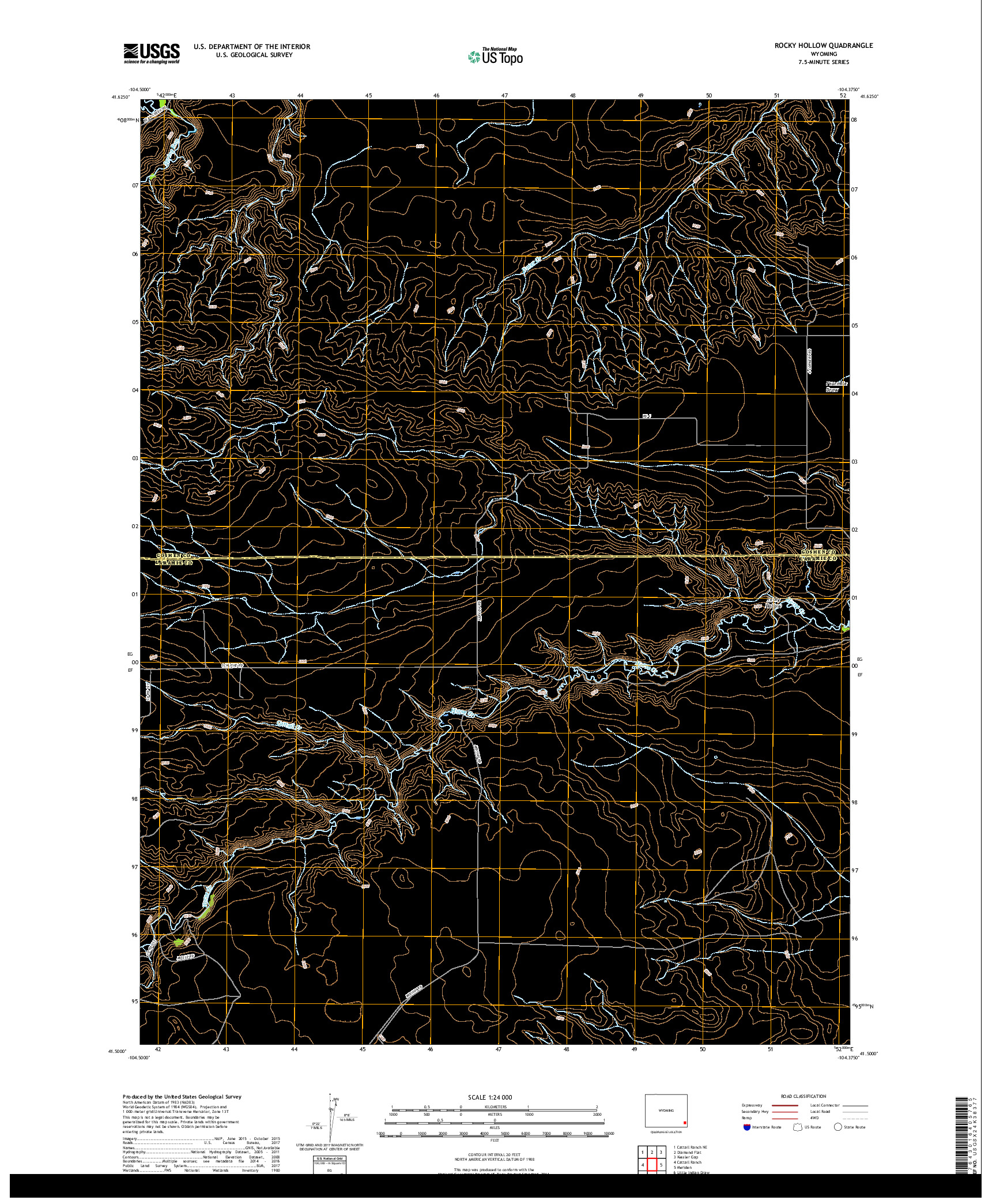 USGS US TOPO 7.5-MINUTE MAP FOR ROCKY HOLLOW, WY 2017
