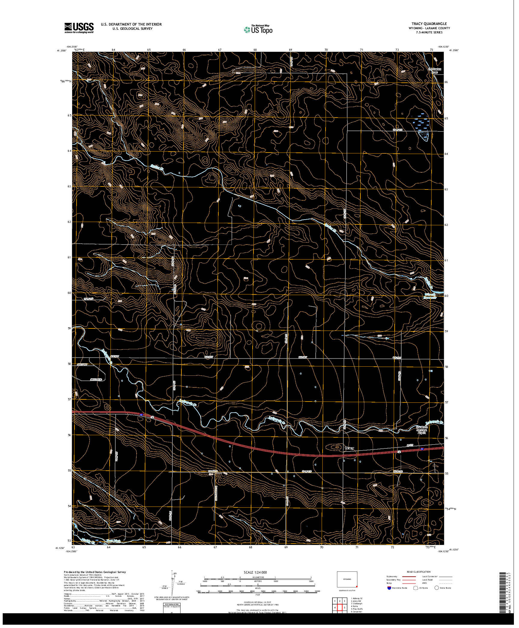 USGS US TOPO 7.5-MINUTE MAP FOR TRACY, WY 2017