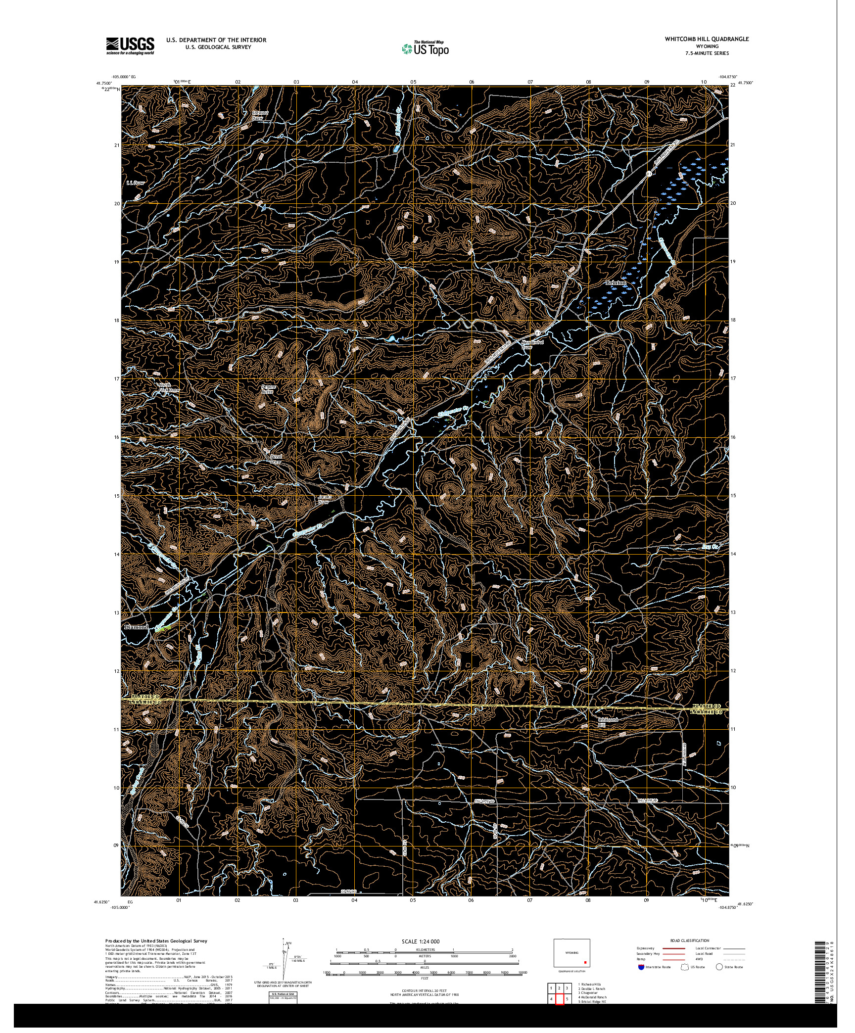 USGS US TOPO 7.5-MINUTE MAP FOR WHITCOMB HILL, WY 2017