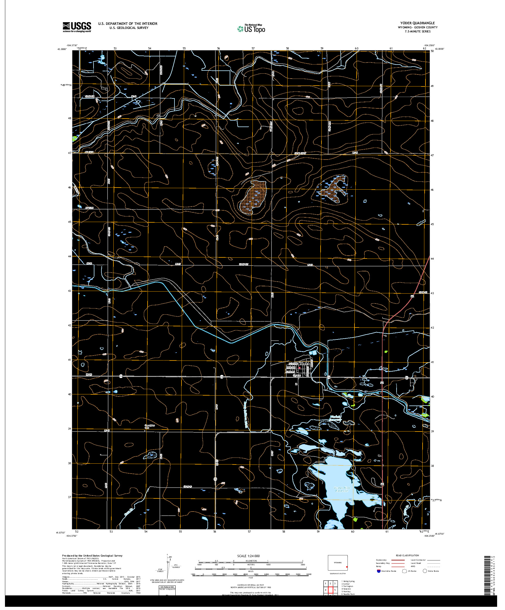 USGS US TOPO 7.5-MINUTE MAP FOR YODER, WY 2017