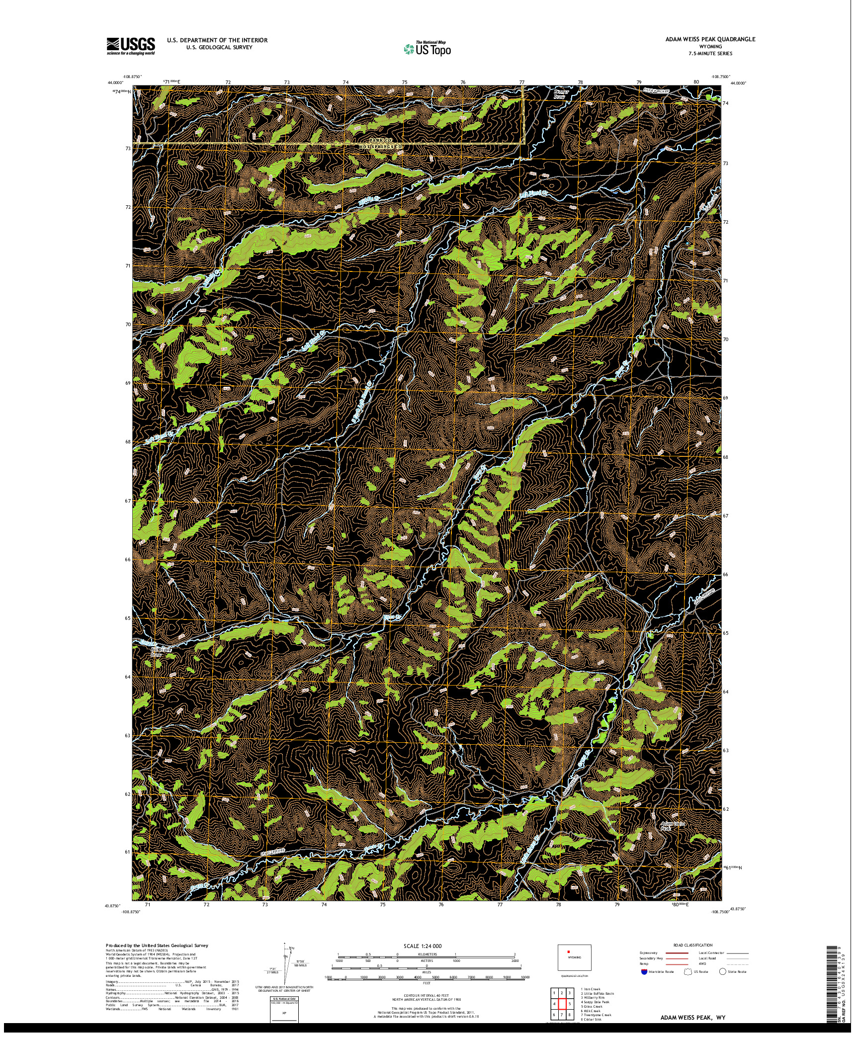 USGS US TOPO 7.5-MINUTE MAP FOR ADAM WEISS PEAK, WY 2017