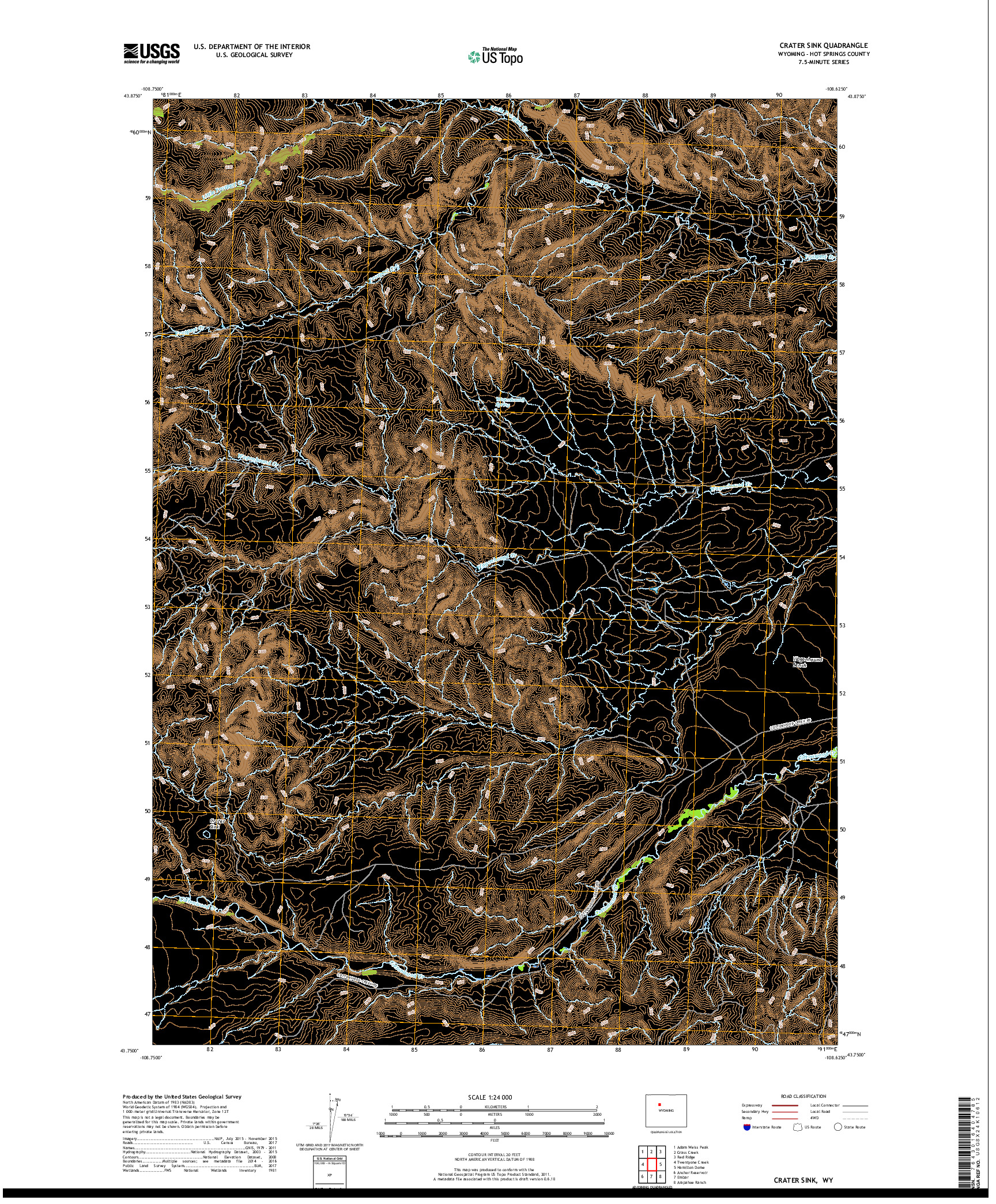 USGS US TOPO 7.5-MINUTE MAP FOR CRATER SINK, WY 2017