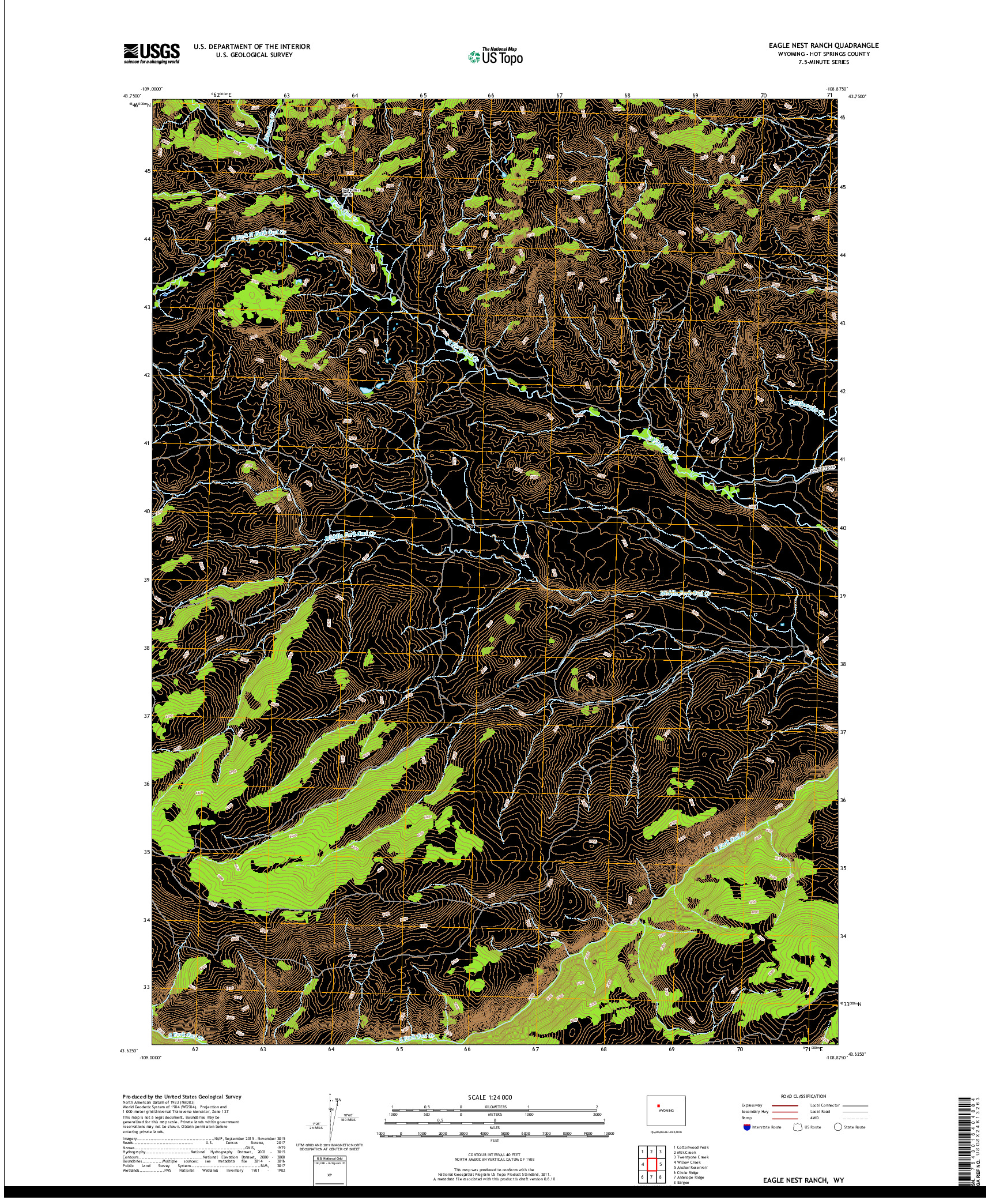 USGS US TOPO 7.5-MINUTE MAP FOR EAGLE NEST RANCH, WY 2017