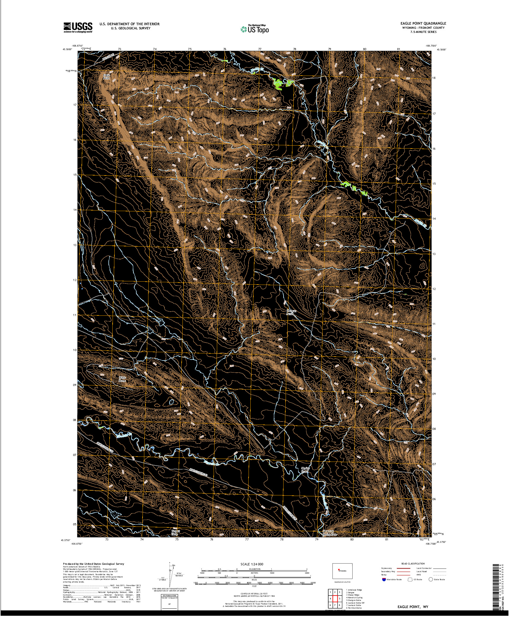 USGS US TOPO 7.5-MINUTE MAP FOR EAGLE POINT, WY 2017