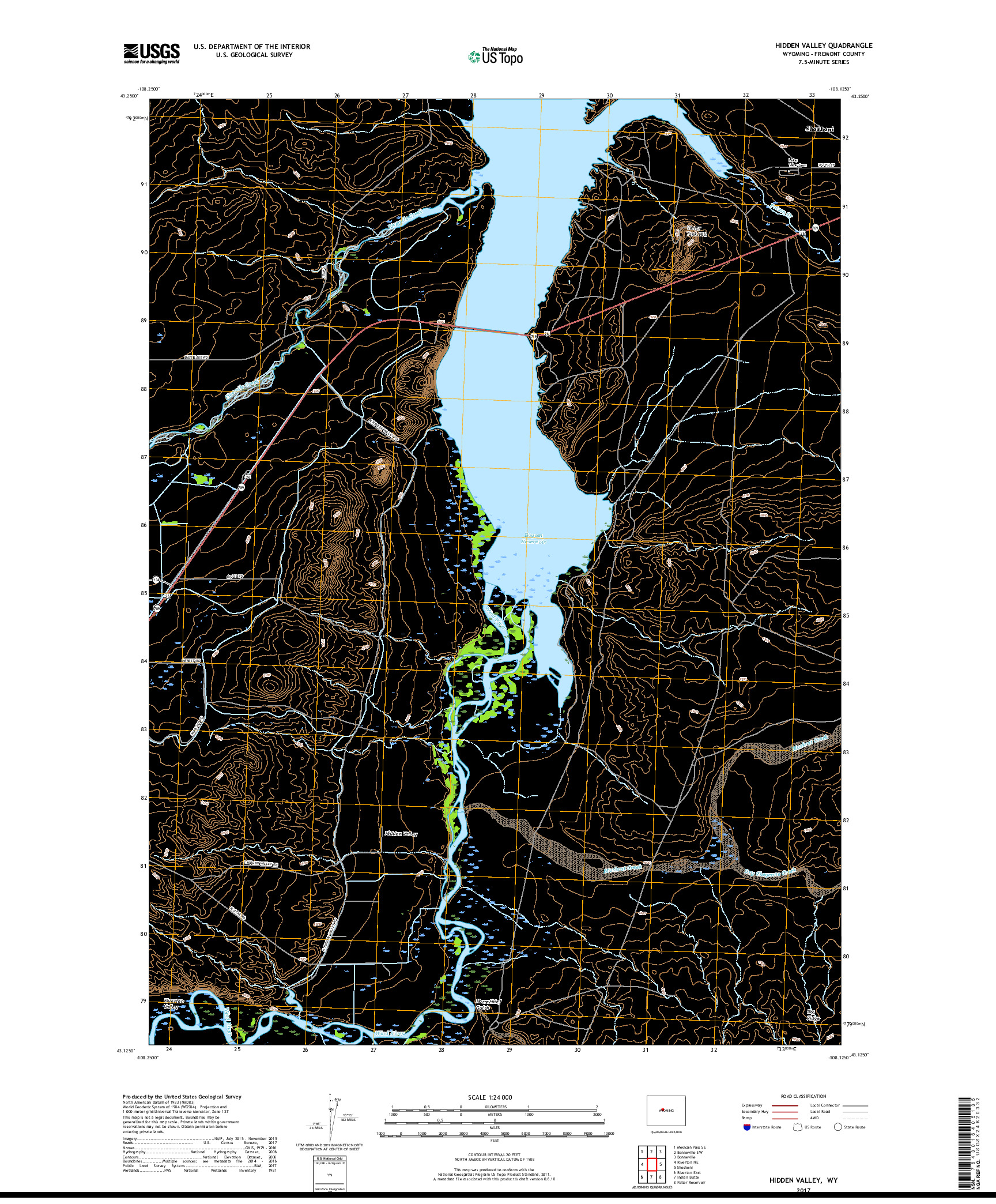 USGS US TOPO 7.5-MINUTE MAP FOR HIDDEN VALLEY, WY 2017