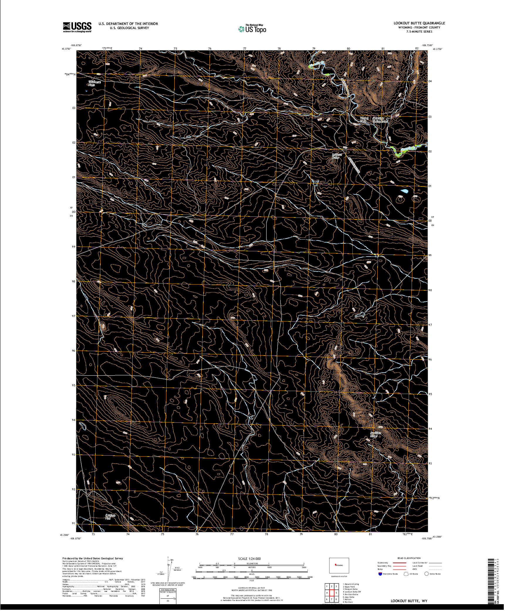 USGS US TOPO 7.5-MINUTE MAP FOR LOOKOUT BUTTE, WY 2017