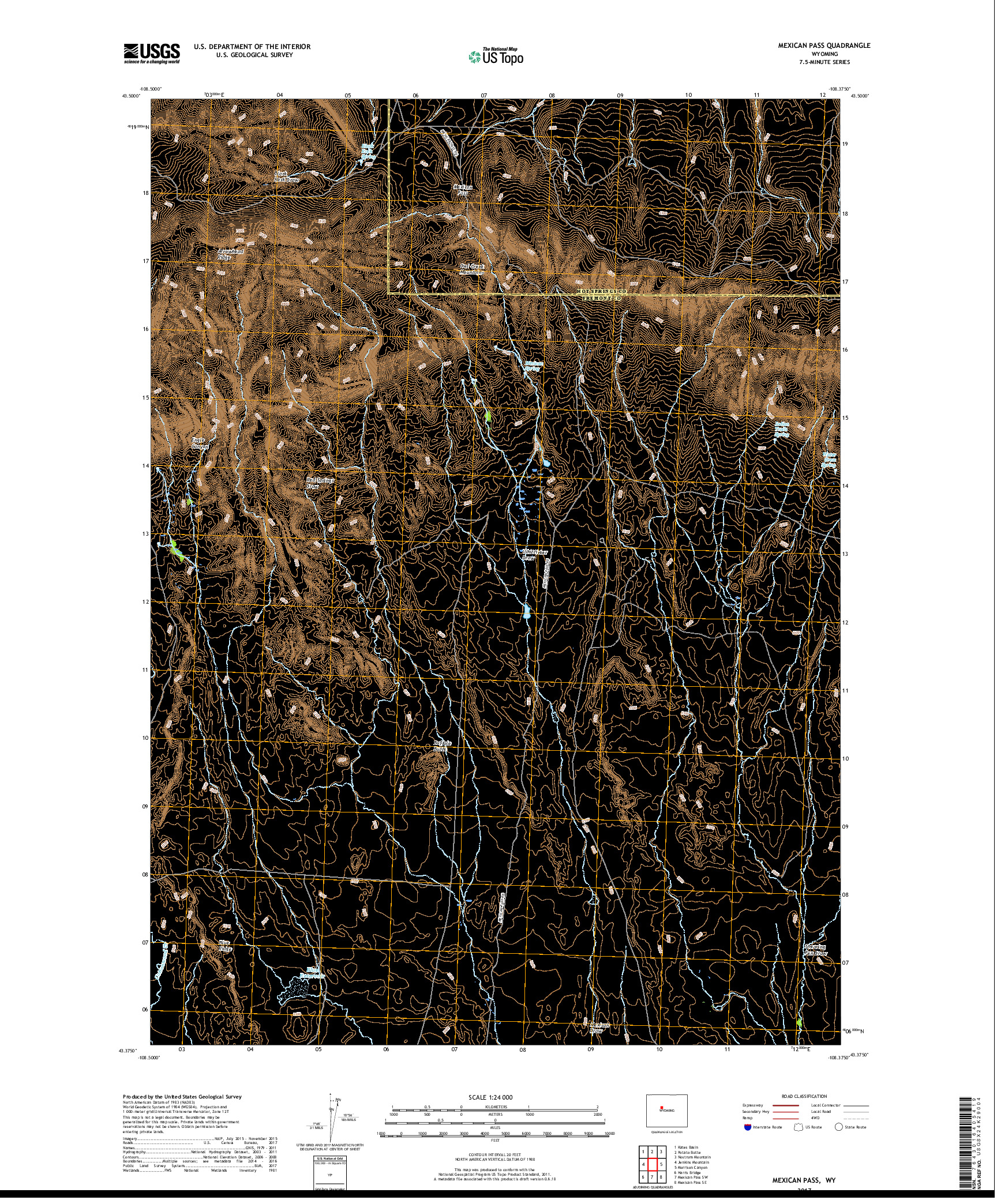 USGS US TOPO 7.5-MINUTE MAP FOR MEXICAN PASS, WY 2017