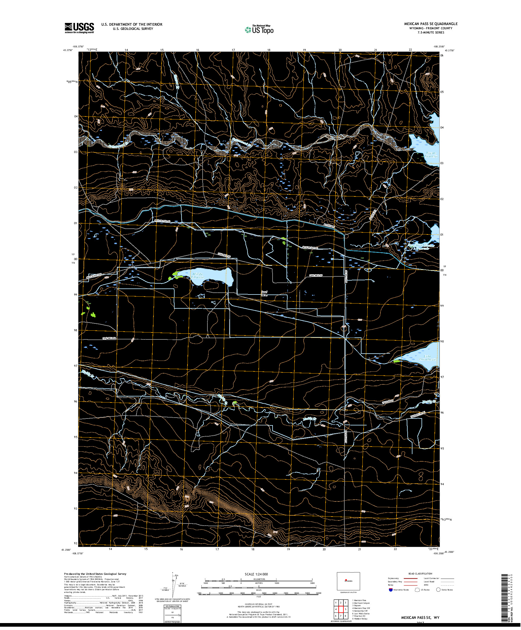 USGS US TOPO 7.5-MINUTE MAP FOR MEXICAN PASS SE, WY 2017