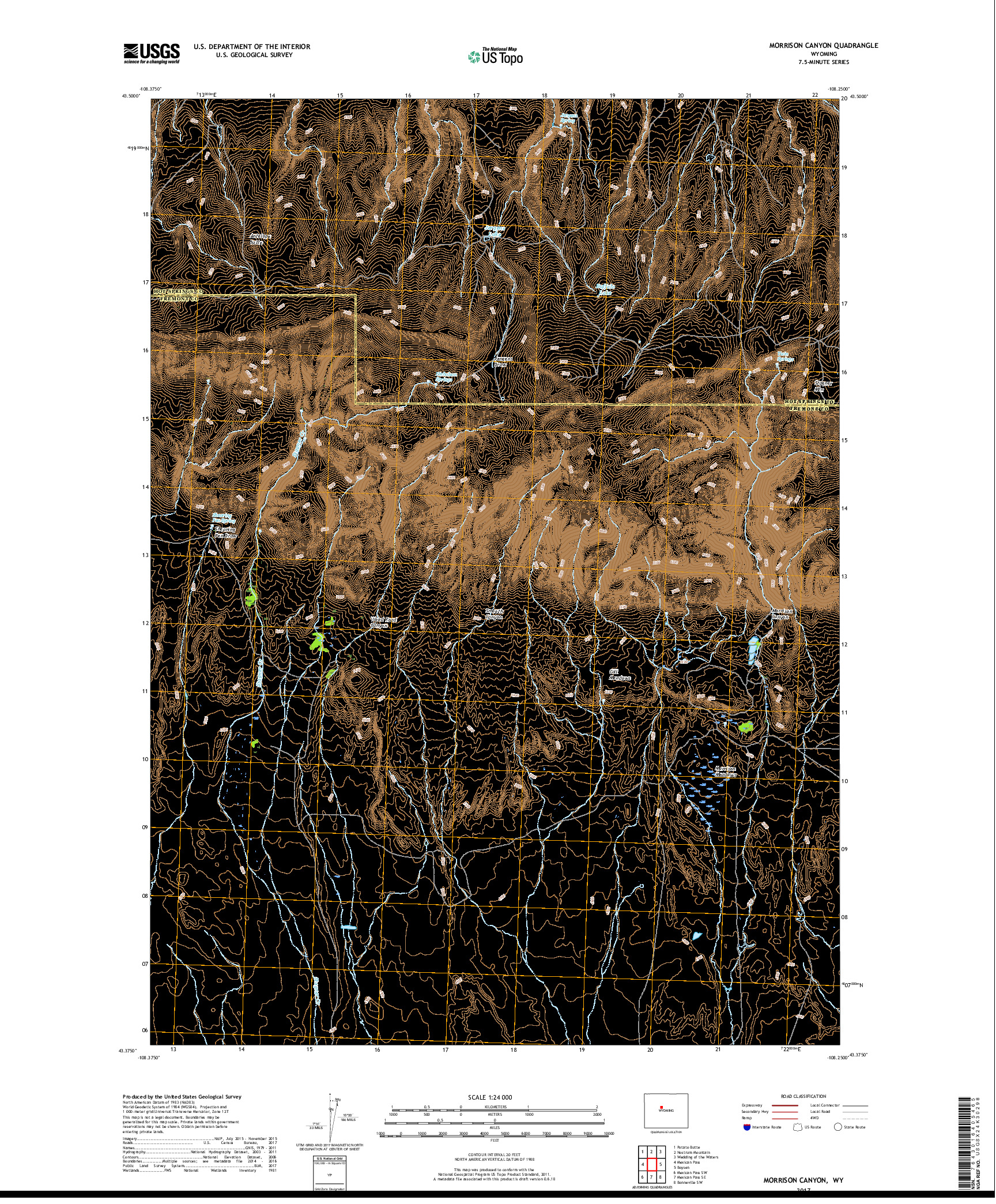 USGS US TOPO 7.5-MINUTE MAP FOR MORRISON CANYON, WY 2017