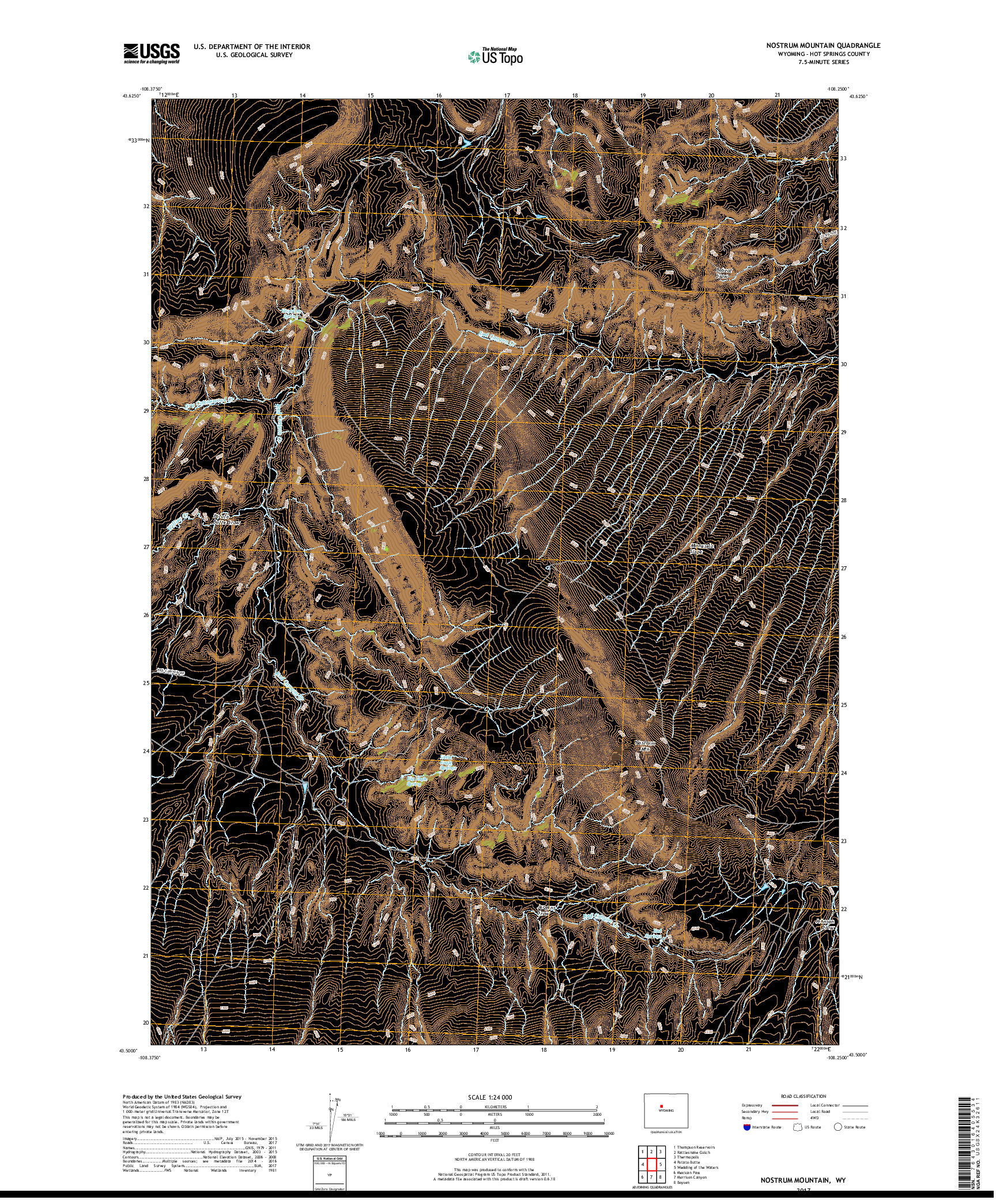 USGS US TOPO 7.5-MINUTE MAP FOR NOSTRUM MOUNTAIN, WY 2017