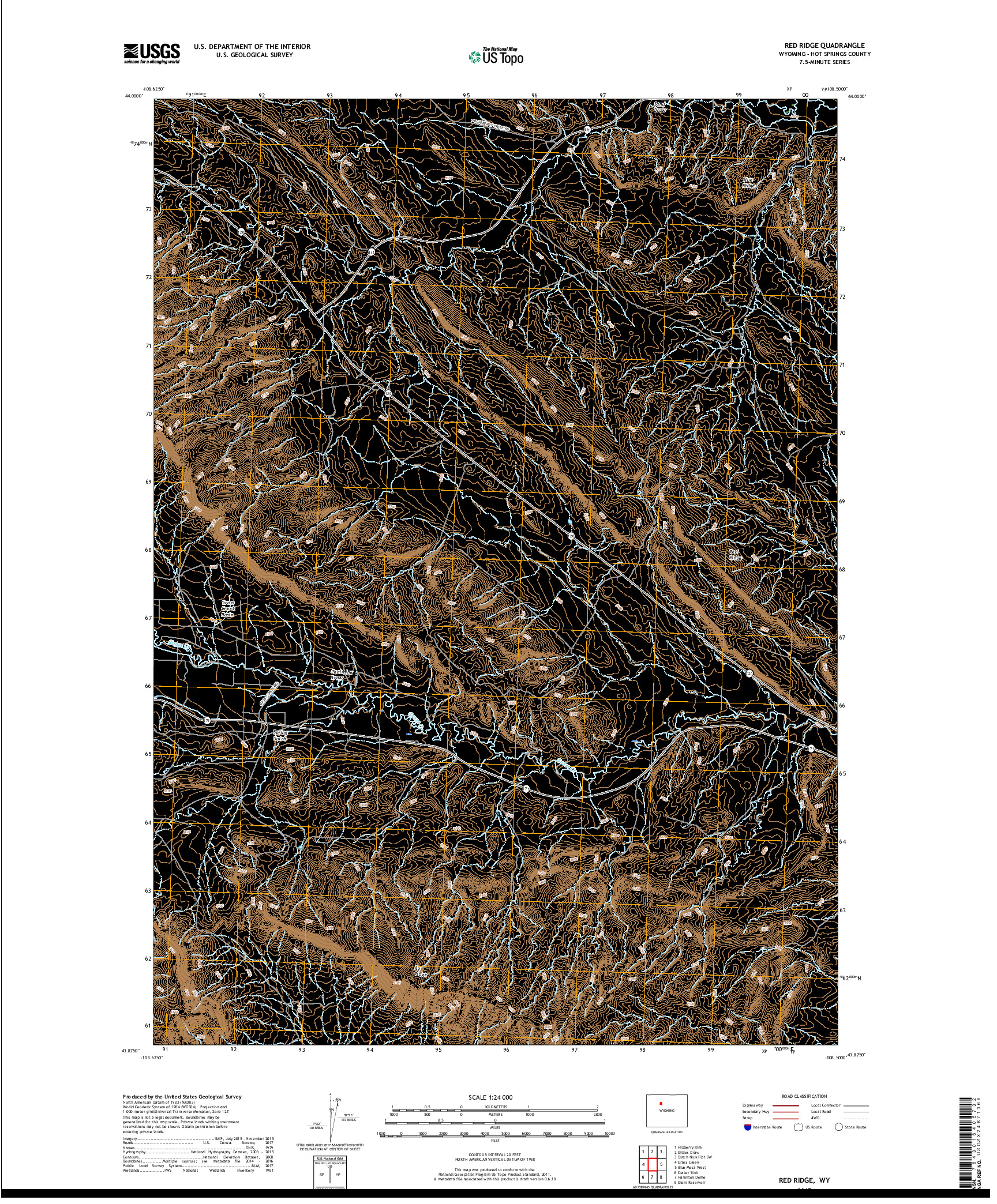 USGS US TOPO 7.5-MINUTE MAP FOR RED RIDGE, WY 2017