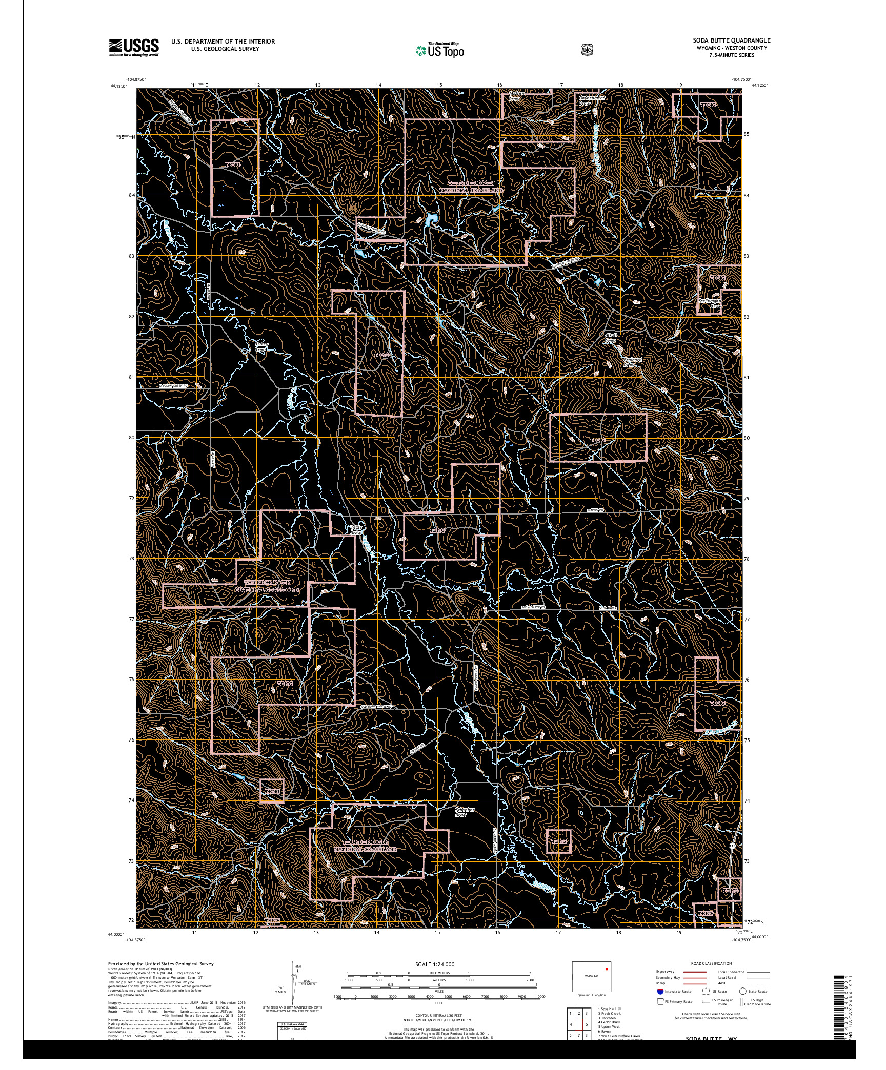 USGS US TOPO 7.5-MINUTE MAP FOR SODA BUTTE, WY 2017