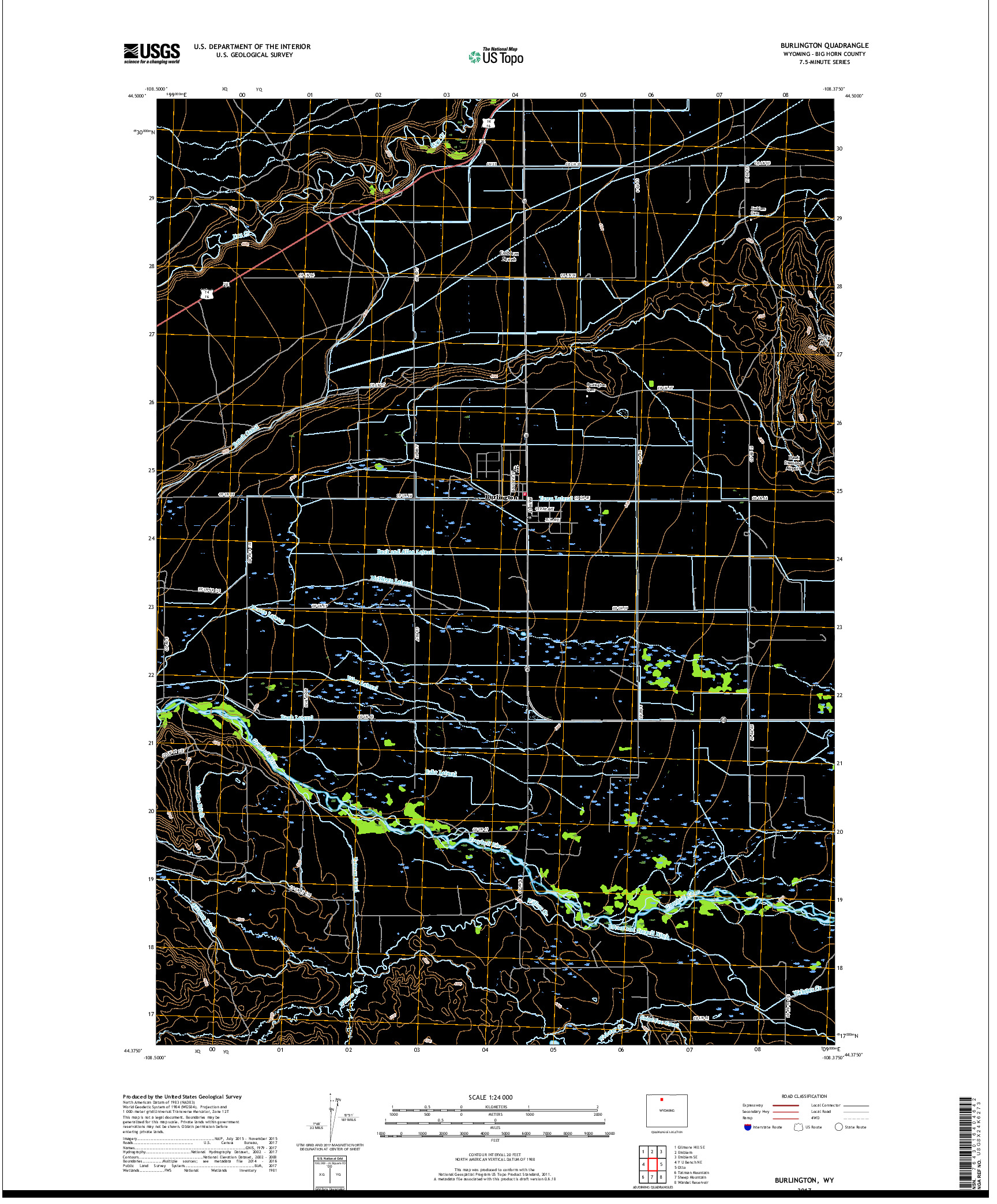 USGS US TOPO 7.5-MINUTE MAP FOR BURLINGTON, WY 2017