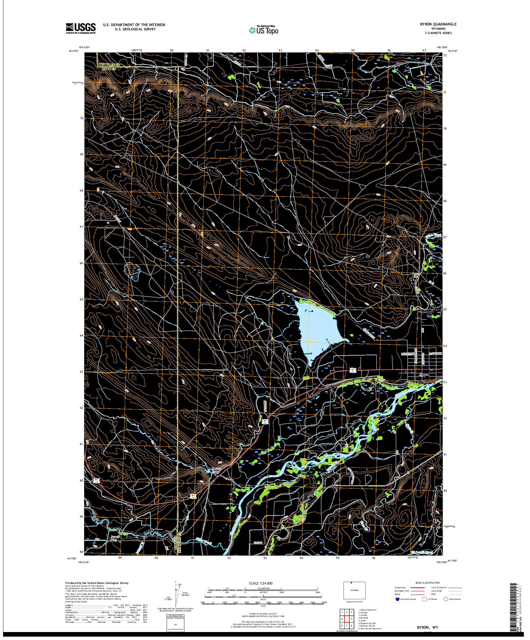 USGS US TOPO 7.5-MINUTE MAP FOR BYRON, WY 2017