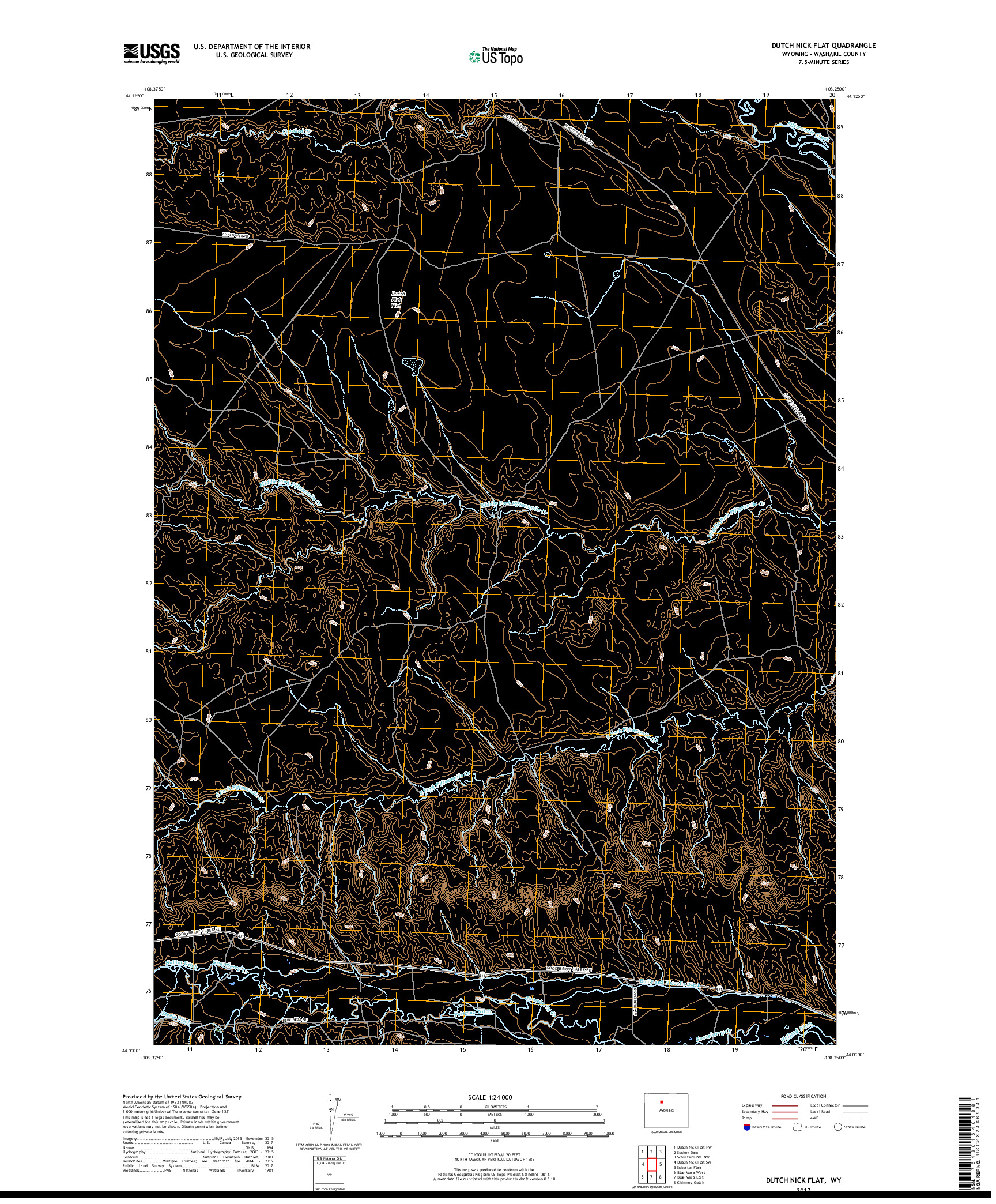 USGS US TOPO 7.5-MINUTE MAP FOR DUTCH NICK FLAT, WY 2017