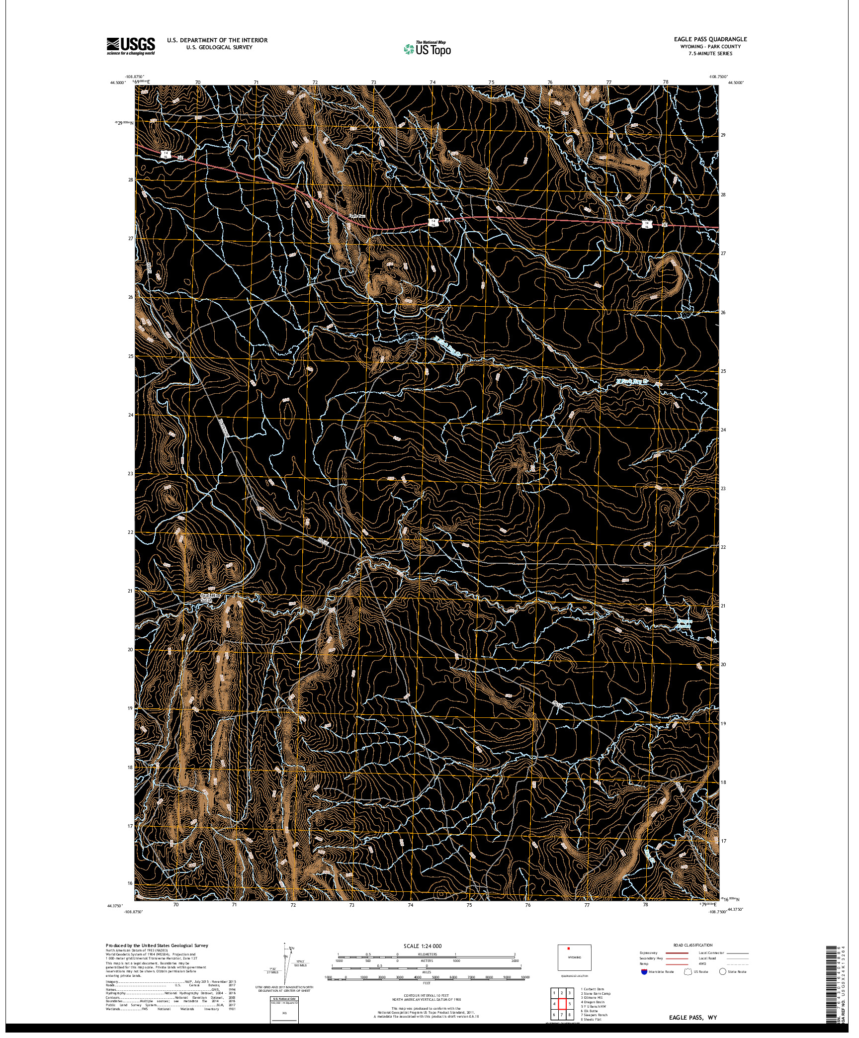 USGS US TOPO 7.5-MINUTE MAP FOR EAGLE PASS, WY 2017
