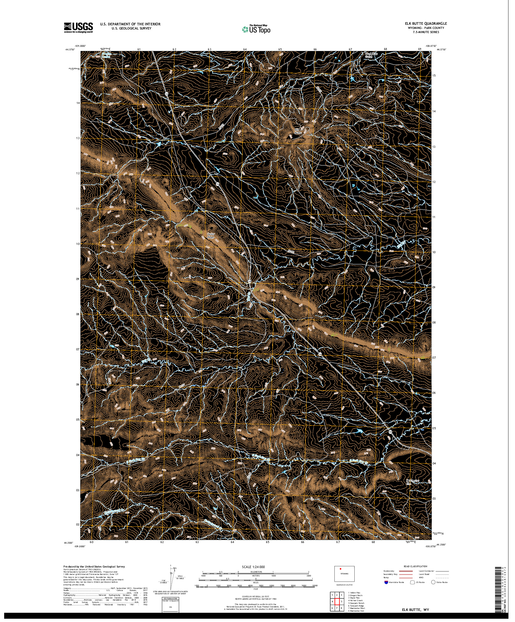 USGS US TOPO 7.5-MINUTE MAP FOR ELK BUTTE, WY 2017