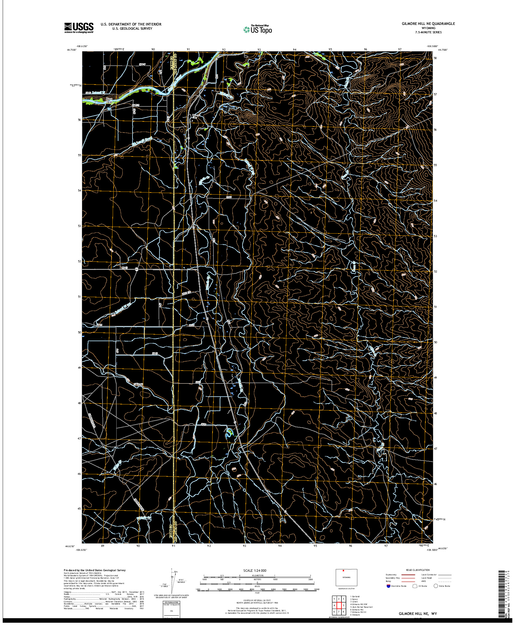 USGS US TOPO 7.5-MINUTE MAP FOR GILMORE HILL NE, WY 2017