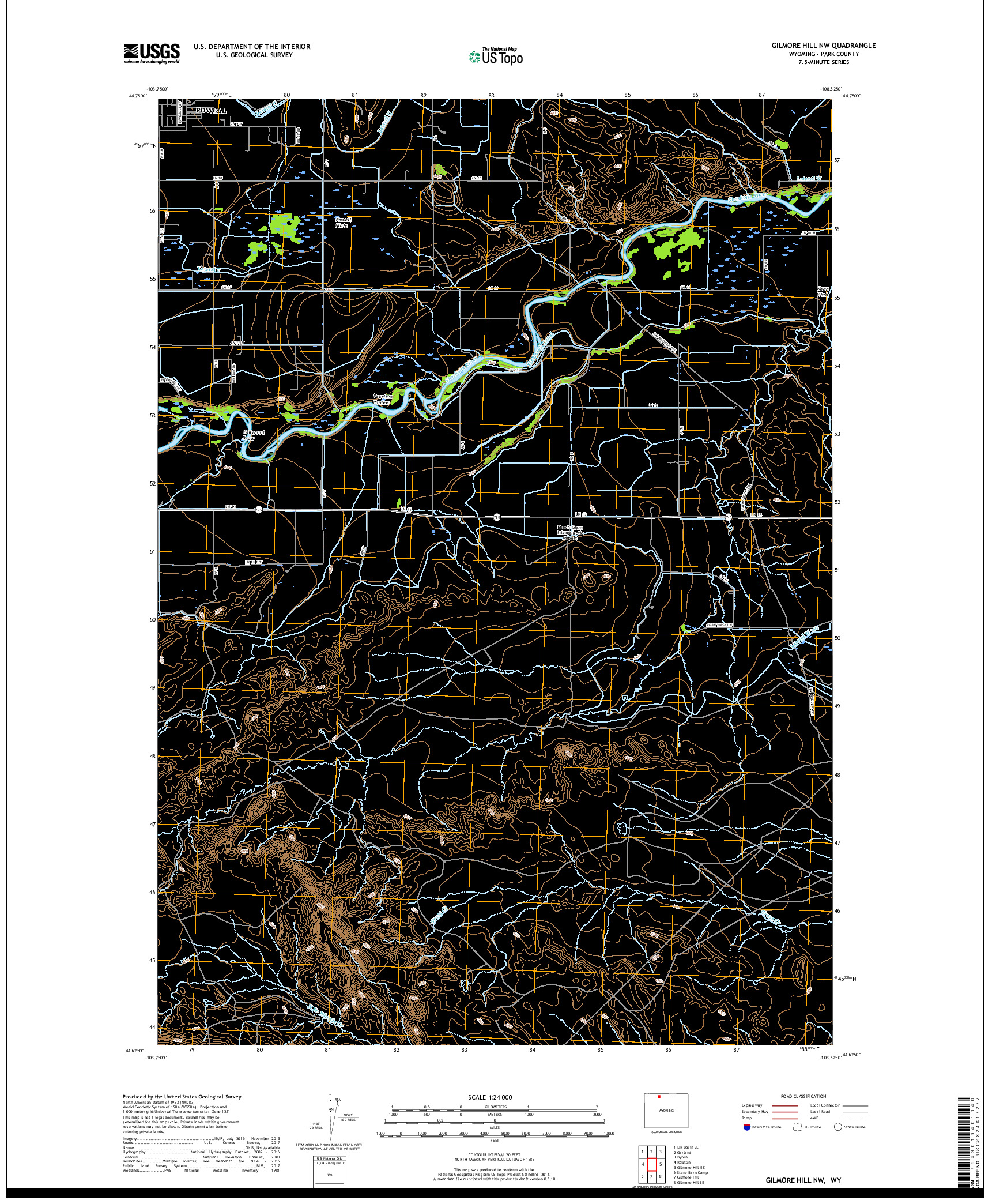 USGS US TOPO 7.5-MINUTE MAP FOR GILMORE HILL NW, WY 2017