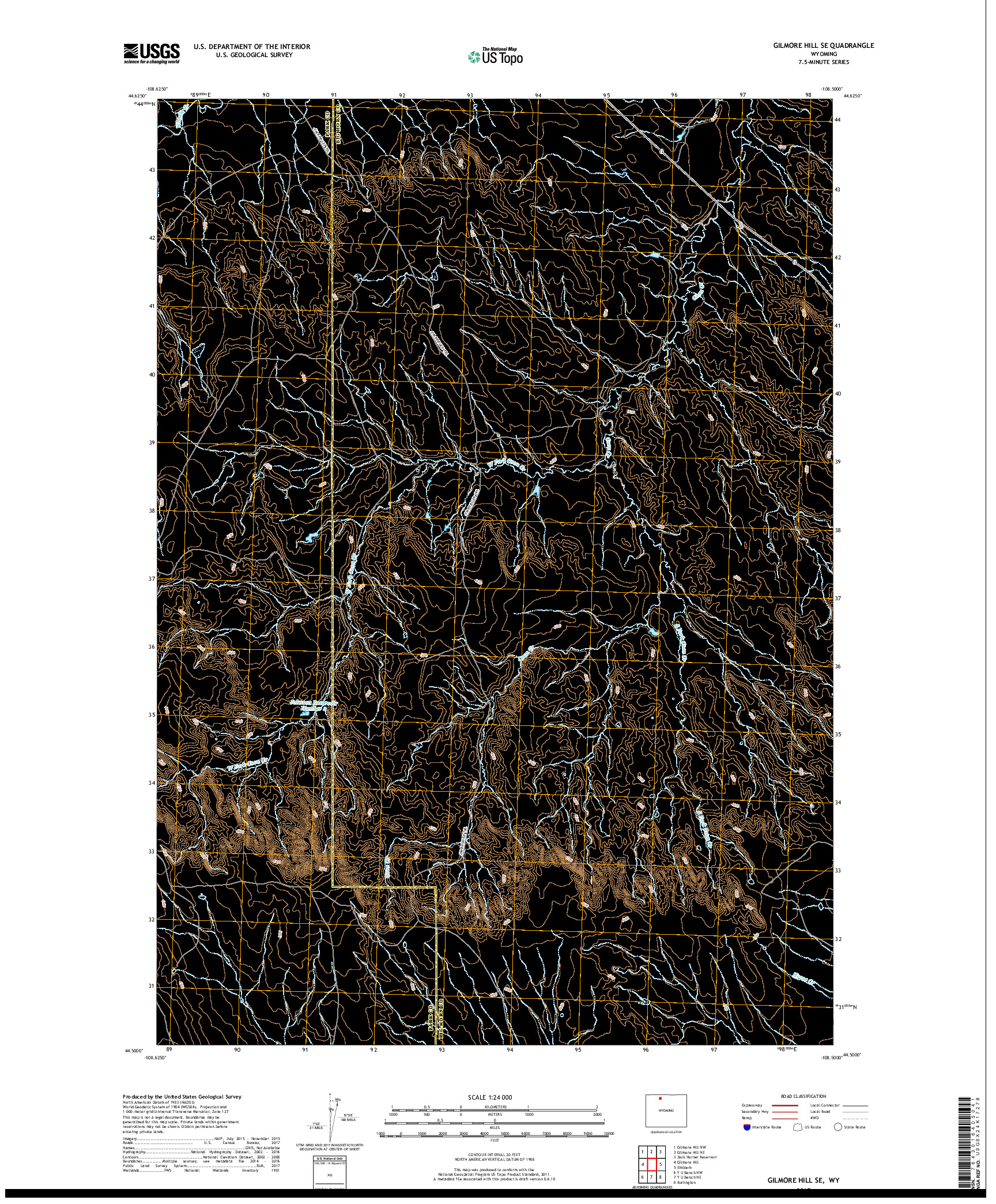 USGS US TOPO 7.5-MINUTE MAP FOR GILMORE HILL SE, WY 2017