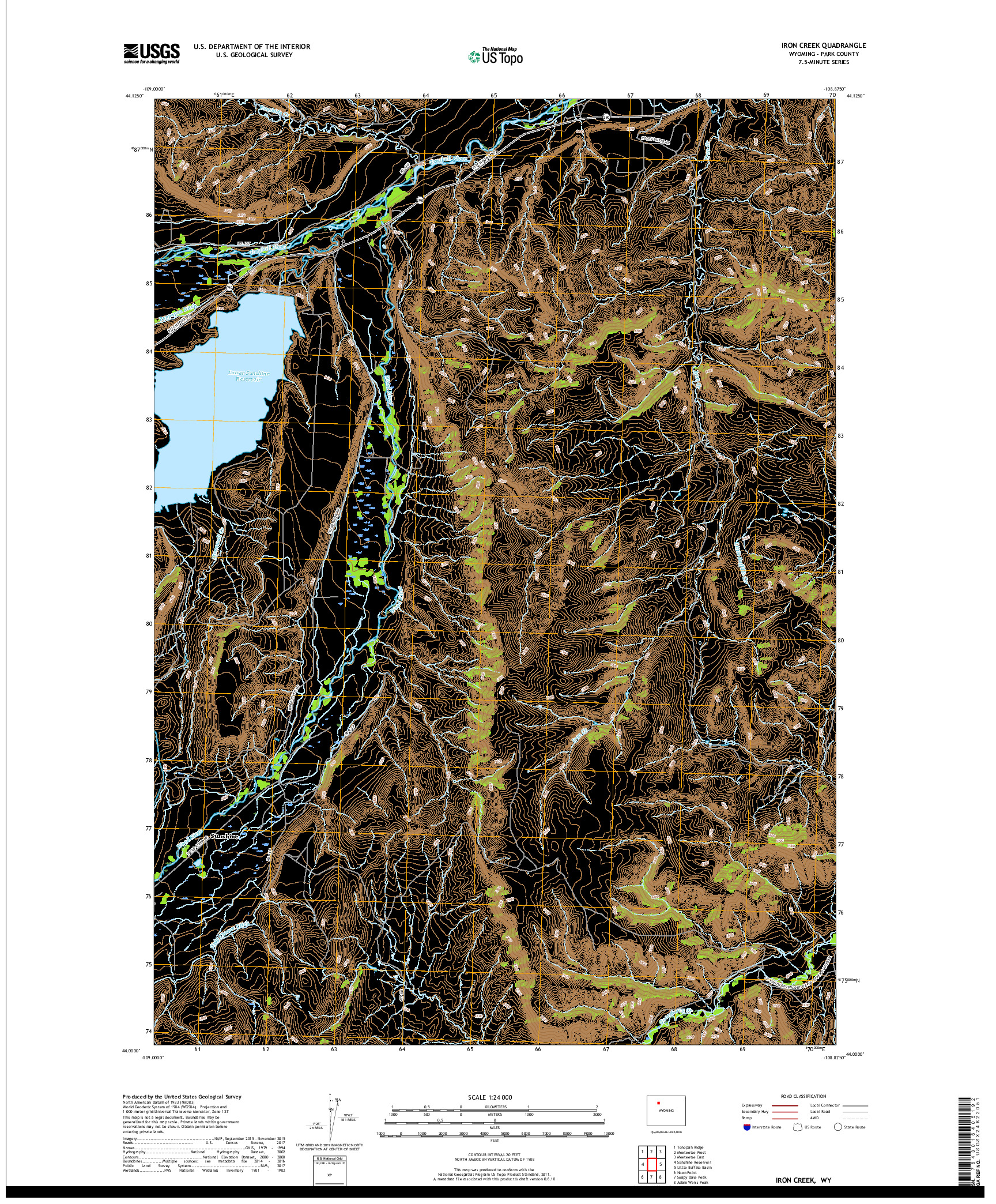 USGS US TOPO 7.5-MINUTE MAP FOR IRON CREEK, WY 2017