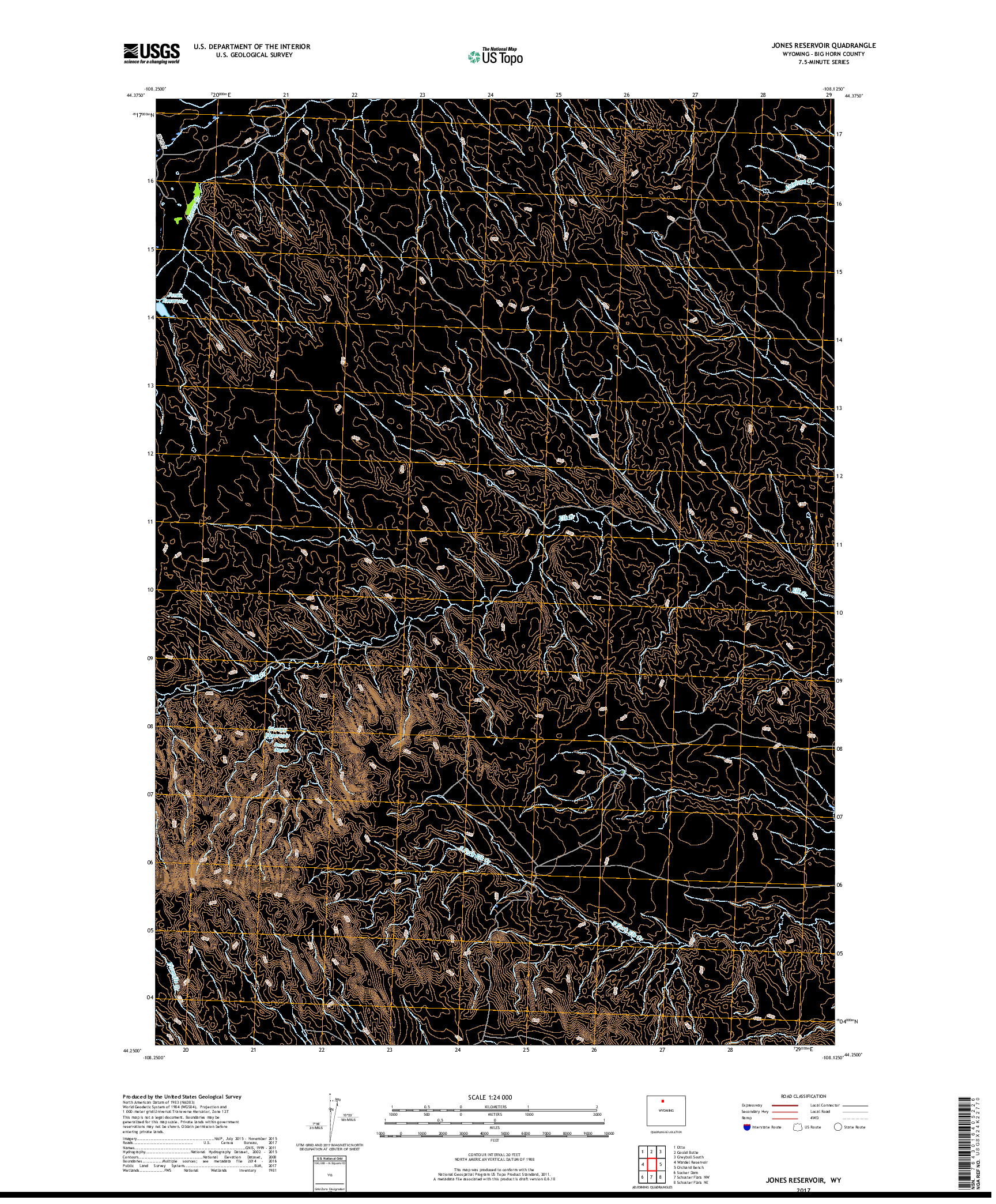 USGS US TOPO 7.5-MINUTE MAP FOR JONES RESERVOIR, WY 2017