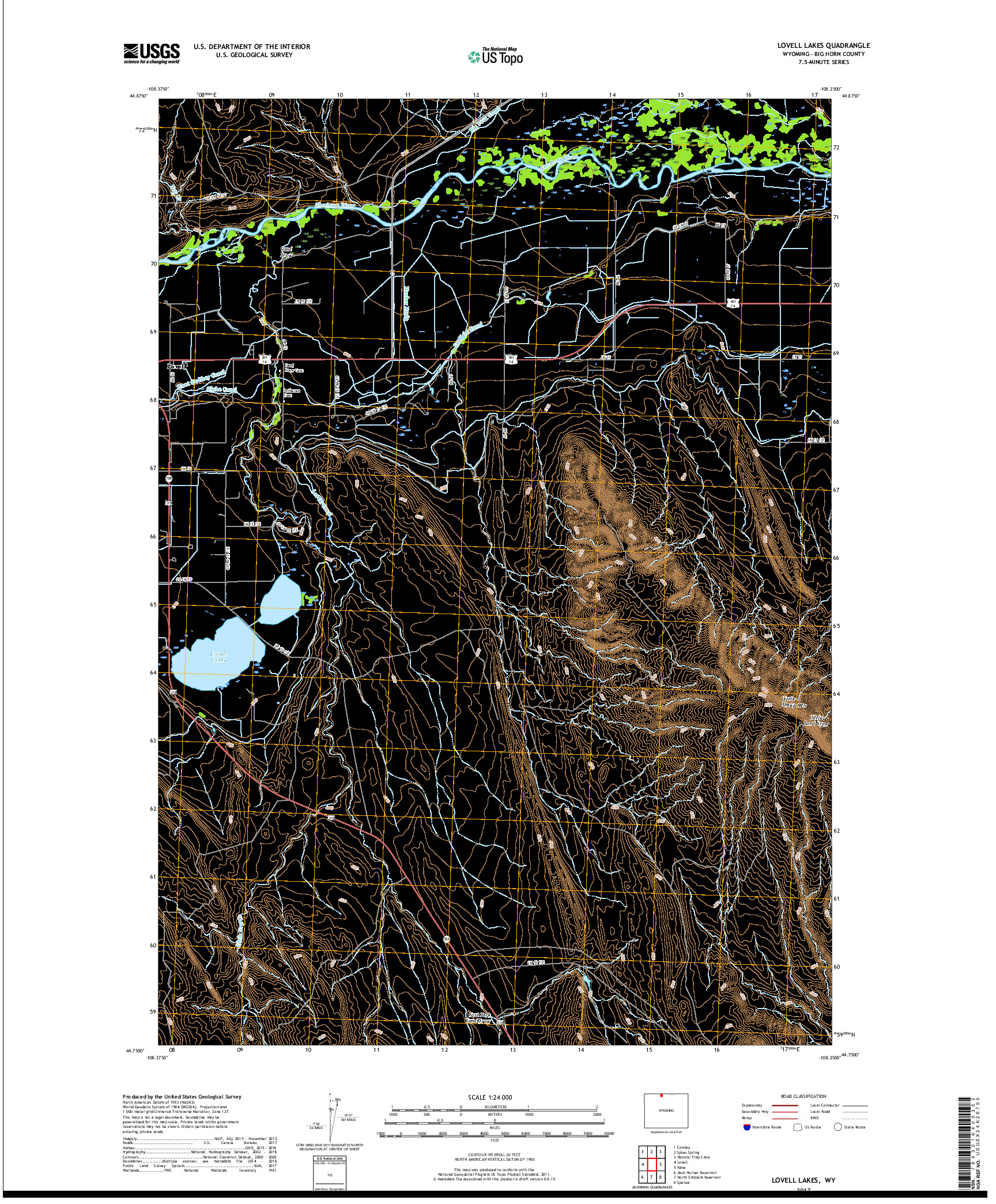 USGS US TOPO 7.5-MINUTE MAP FOR LOVELL LAKES, WY 2017