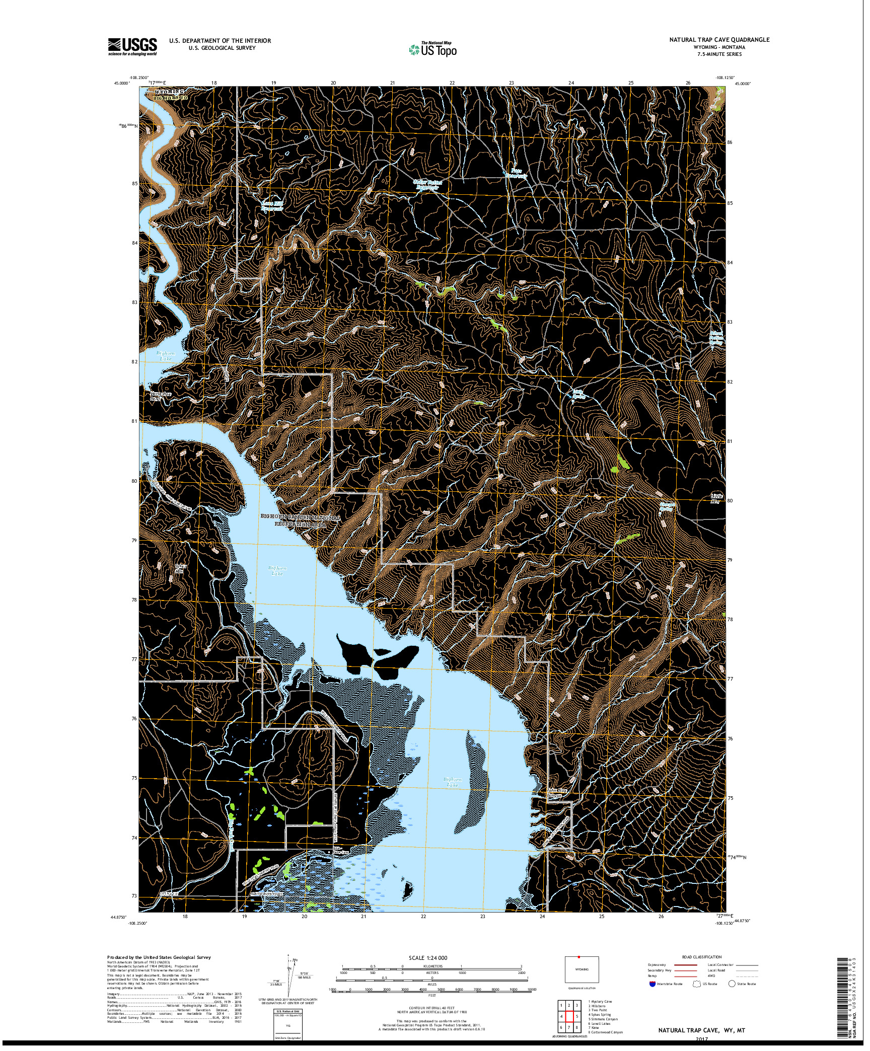 USGS US TOPO 7.5-MINUTE MAP FOR NATURAL TRAP CAVE, WY,MT 2017