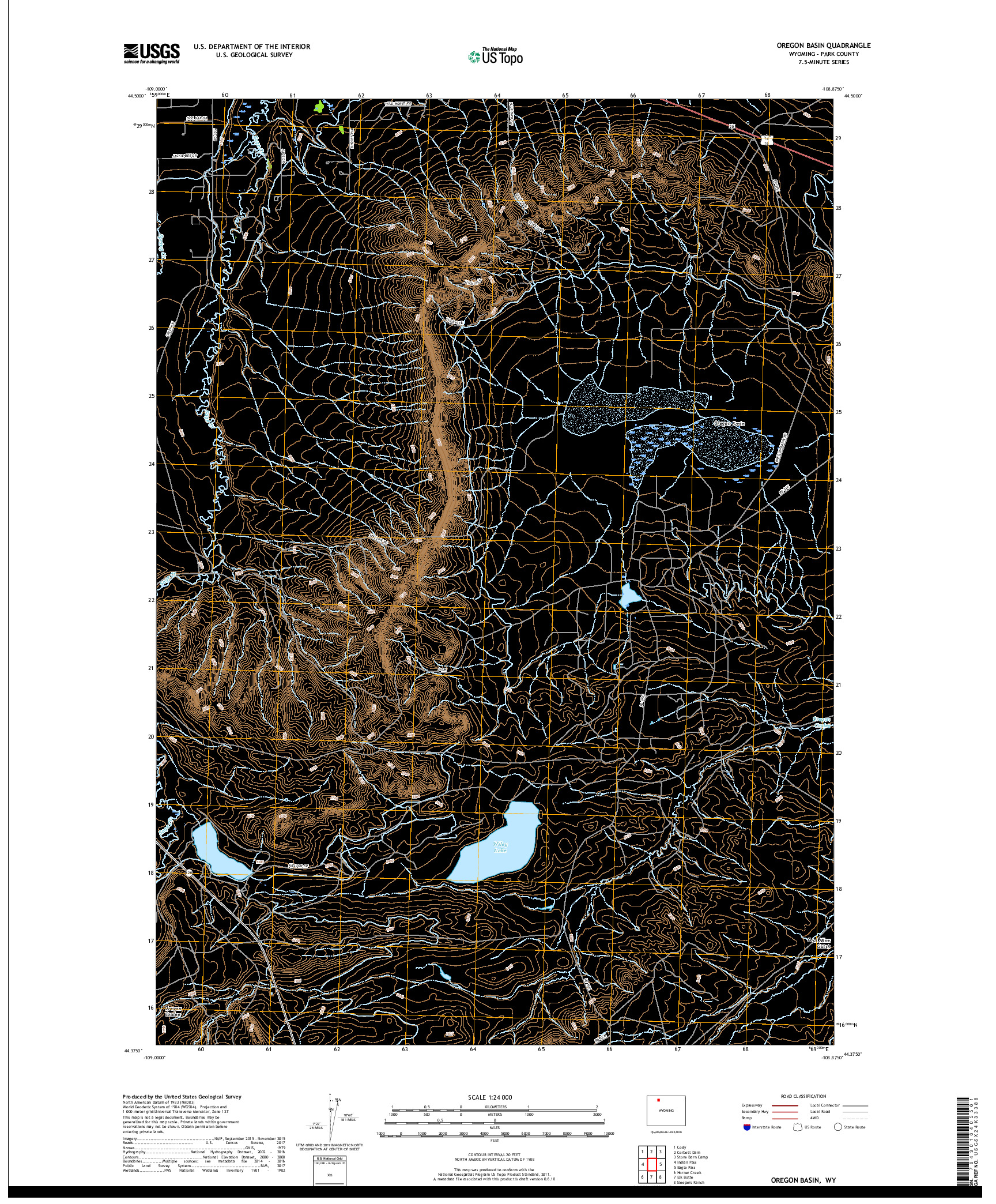 USGS US TOPO 7.5-MINUTE MAP FOR OREGON BASIN, WY 2017