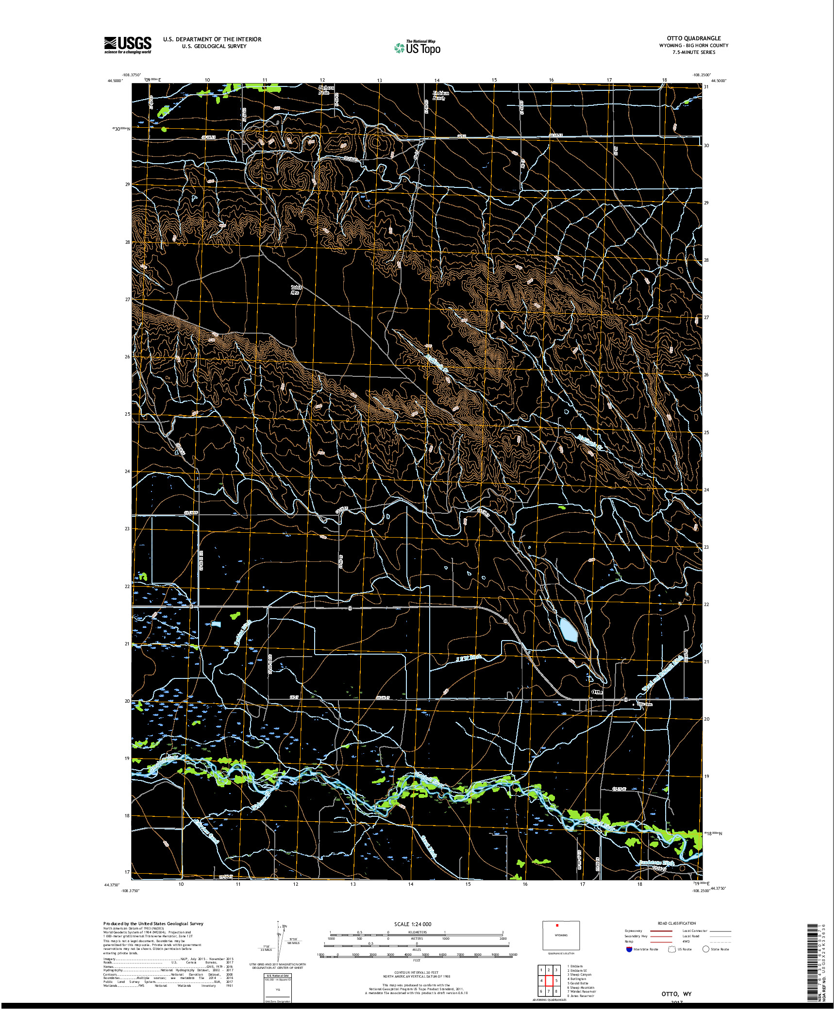 USGS US TOPO 7.5-MINUTE MAP FOR OTTO, WY 2017