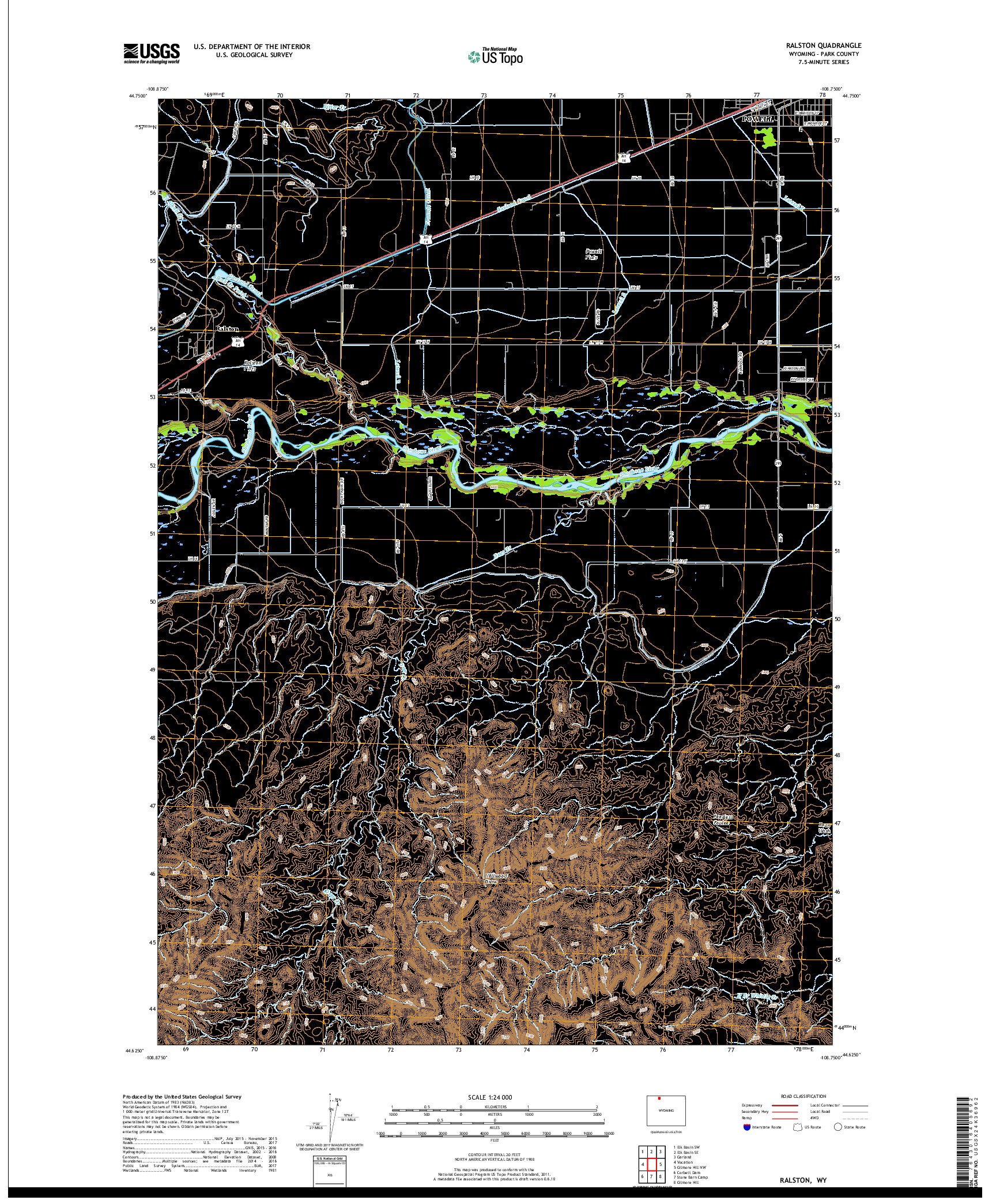 USGS US TOPO 7.5-MINUTE MAP FOR RALSTON, WY 2017