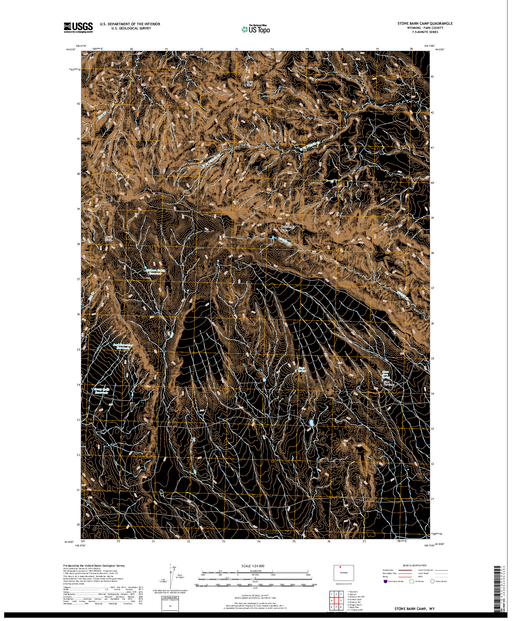 USGS US TOPO 7.5-MINUTE MAP FOR STONE BARN CAMP, WY 2017