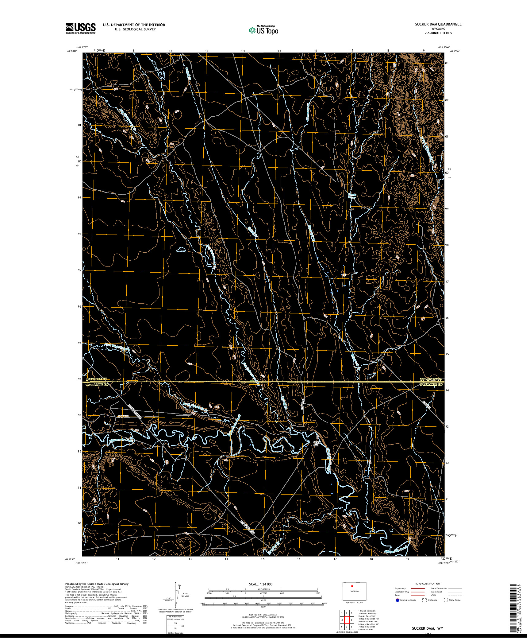 USGS US TOPO 7.5-MINUTE MAP FOR SUCKER DAM, WY 2017