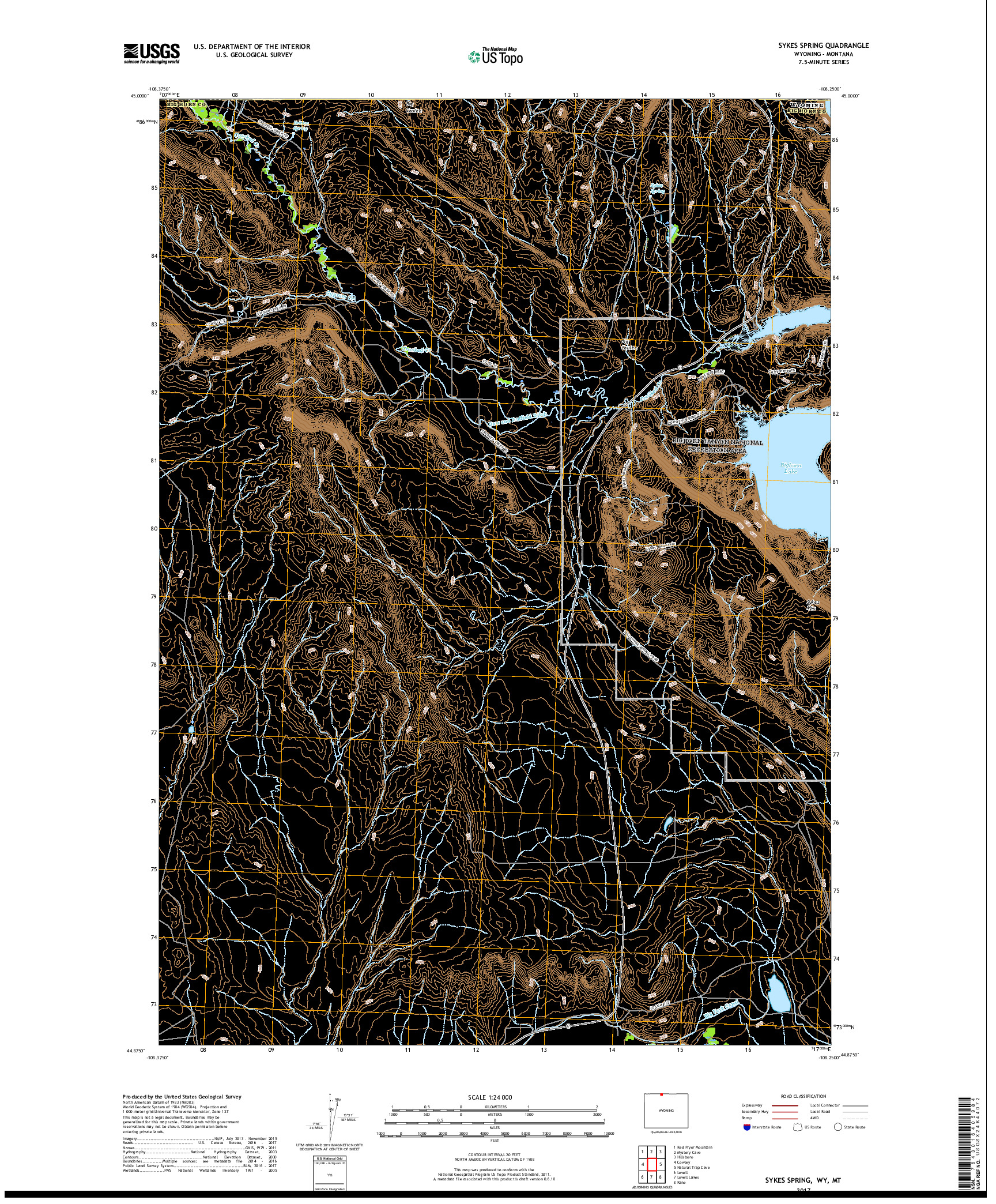 USGS US TOPO 7.5-MINUTE MAP FOR SYKES SPRING, WY,MT 2017