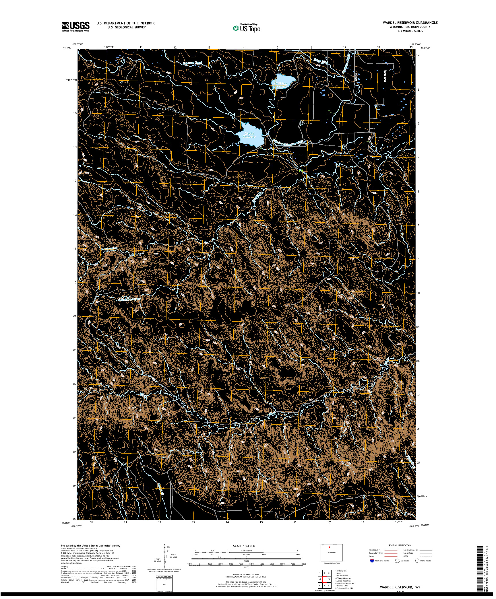 USGS US TOPO 7.5-MINUTE MAP FOR WARDEL RESERVOIR, WY 2017