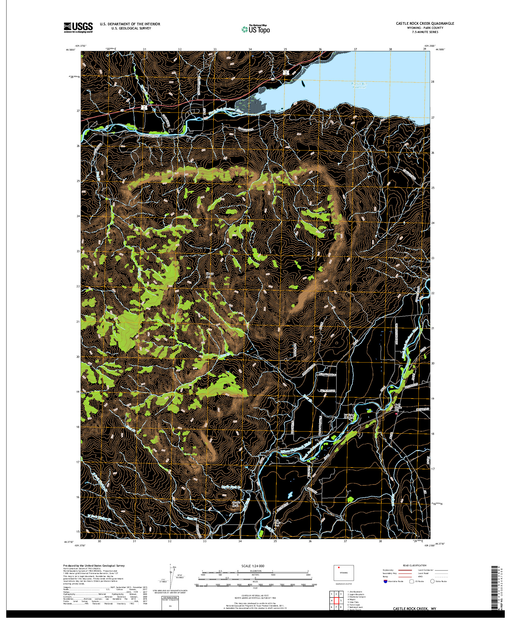 USGS US TOPO 7.5-MINUTE MAP FOR CASTLE ROCK CREEK, WY 2017