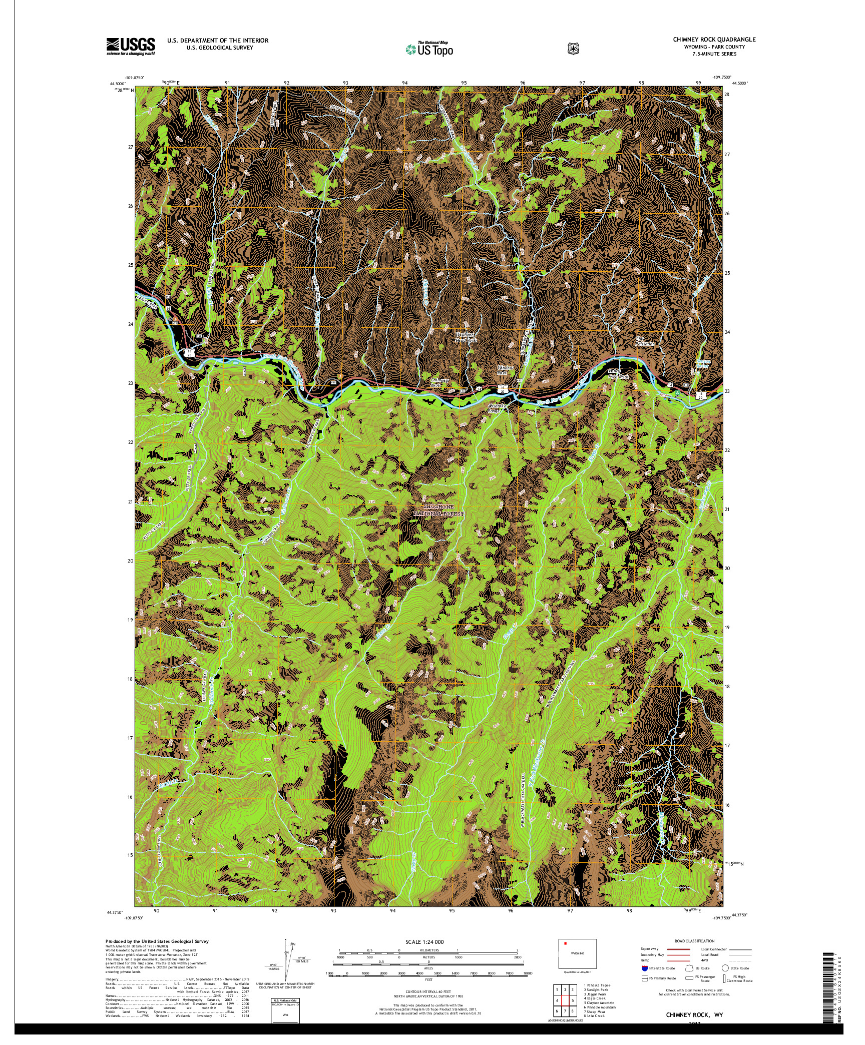 USGS US TOPO 7.5-MINUTE MAP FOR CHIMNEY ROCK, WY 2017