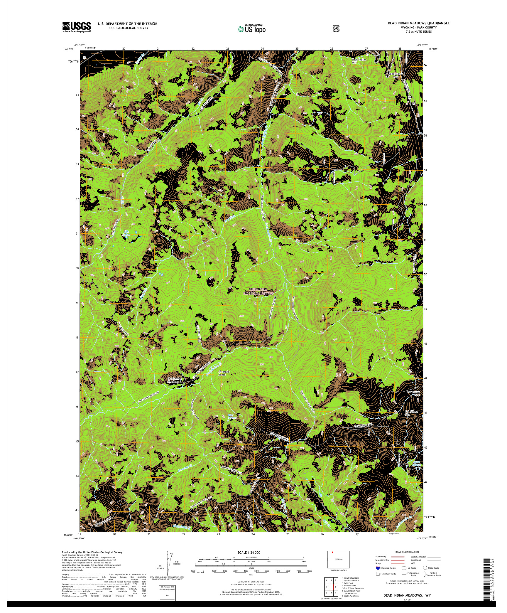 USGS US TOPO 7.5-MINUTE MAP FOR DEAD INDIAN MEADOWS, WY 2017