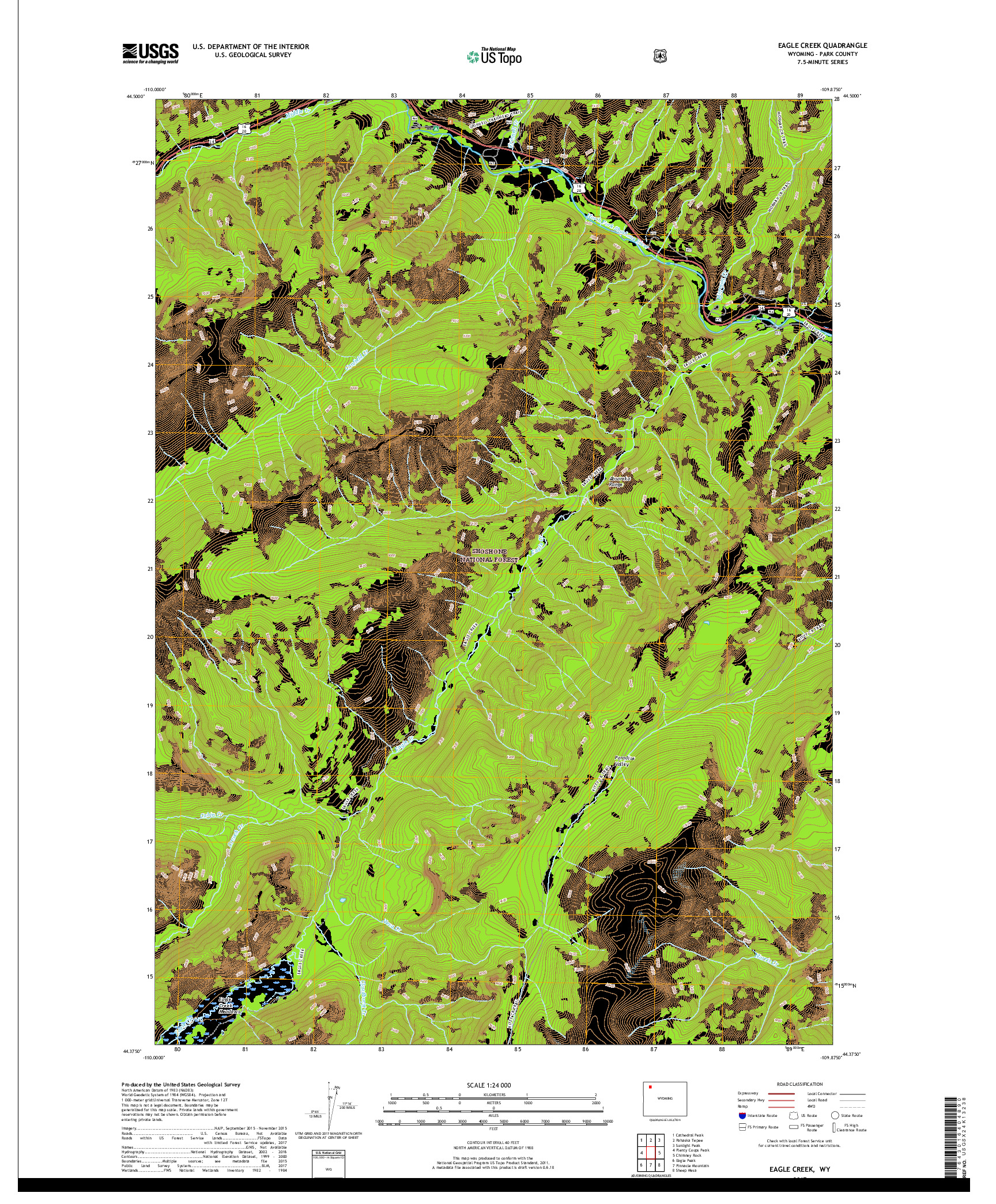 USGS US TOPO 7.5-MINUTE MAP FOR EAGLE CREEK, WY 2017