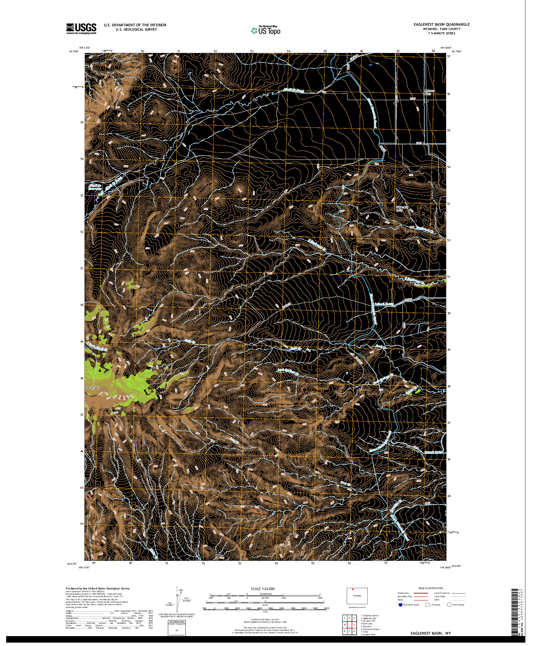 USGS US TOPO 7.5-MINUTE MAP FOR EAGLENEST BASIN, WY 2017