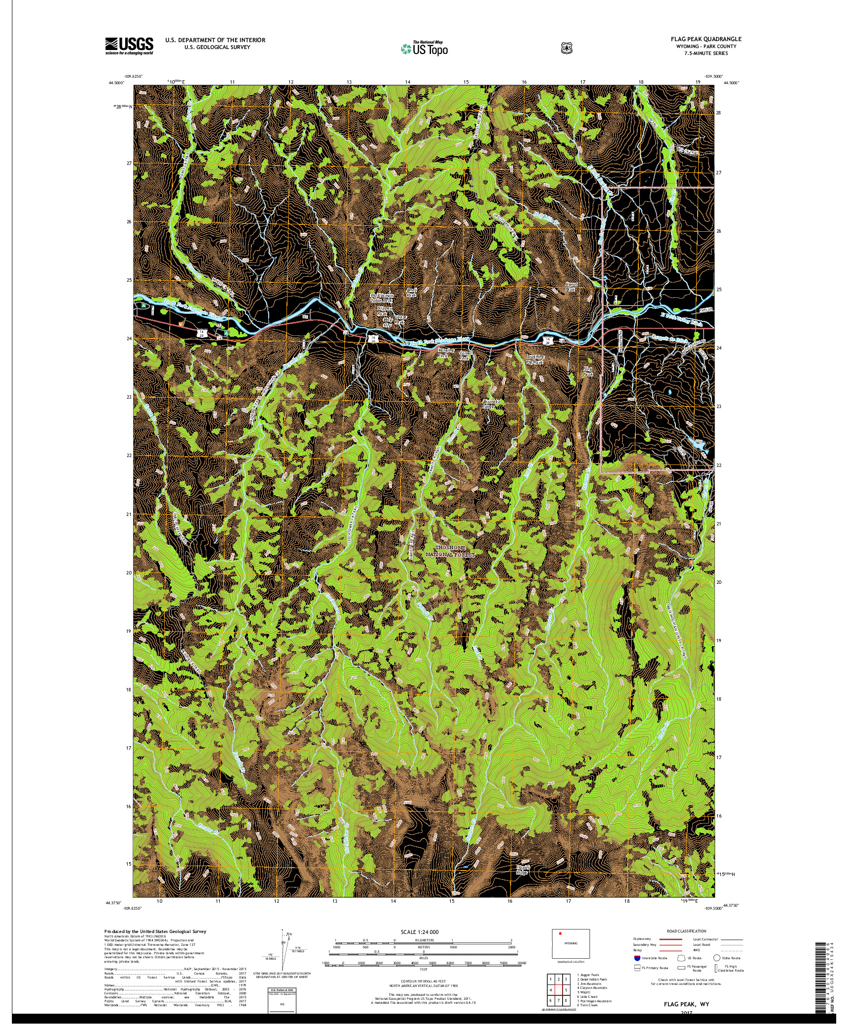 USGS US TOPO 7.5-MINUTE MAP FOR FLAG PEAK, WY 2017