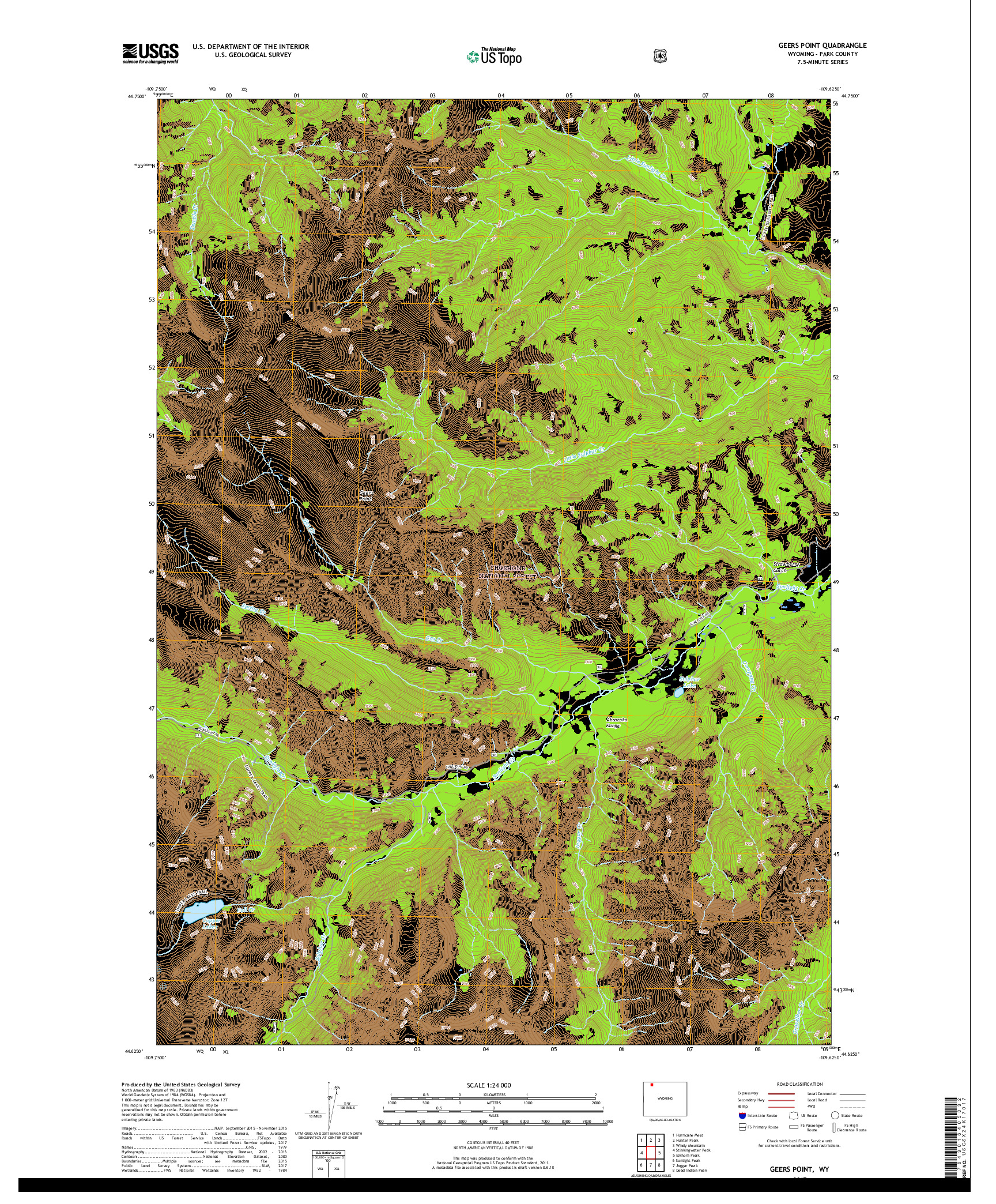 USGS US TOPO 7.5-MINUTE MAP FOR GEERS POINT, WY 2017