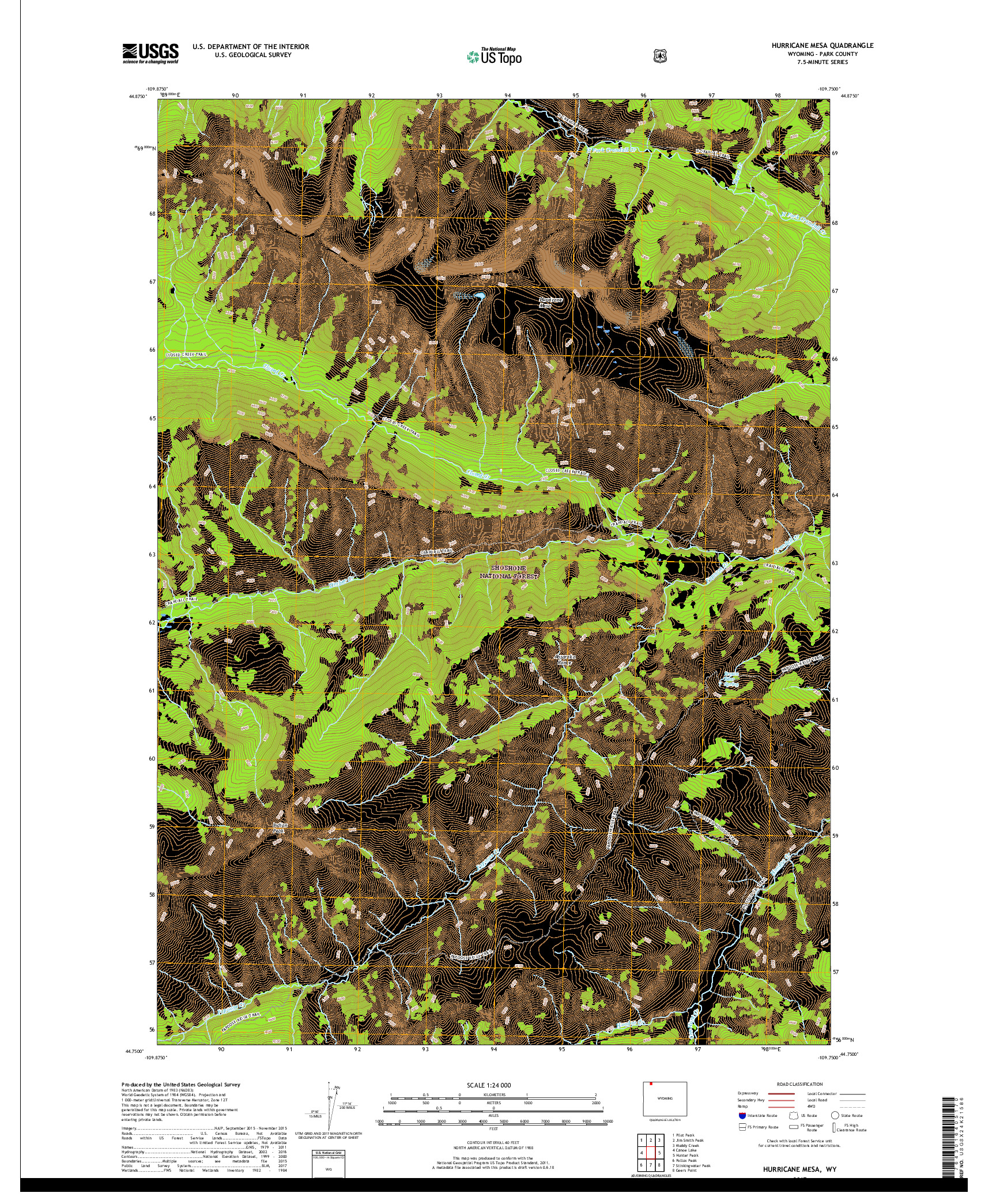 USGS US TOPO 7.5-MINUTE MAP FOR HURRICANE MESA, WY 2017